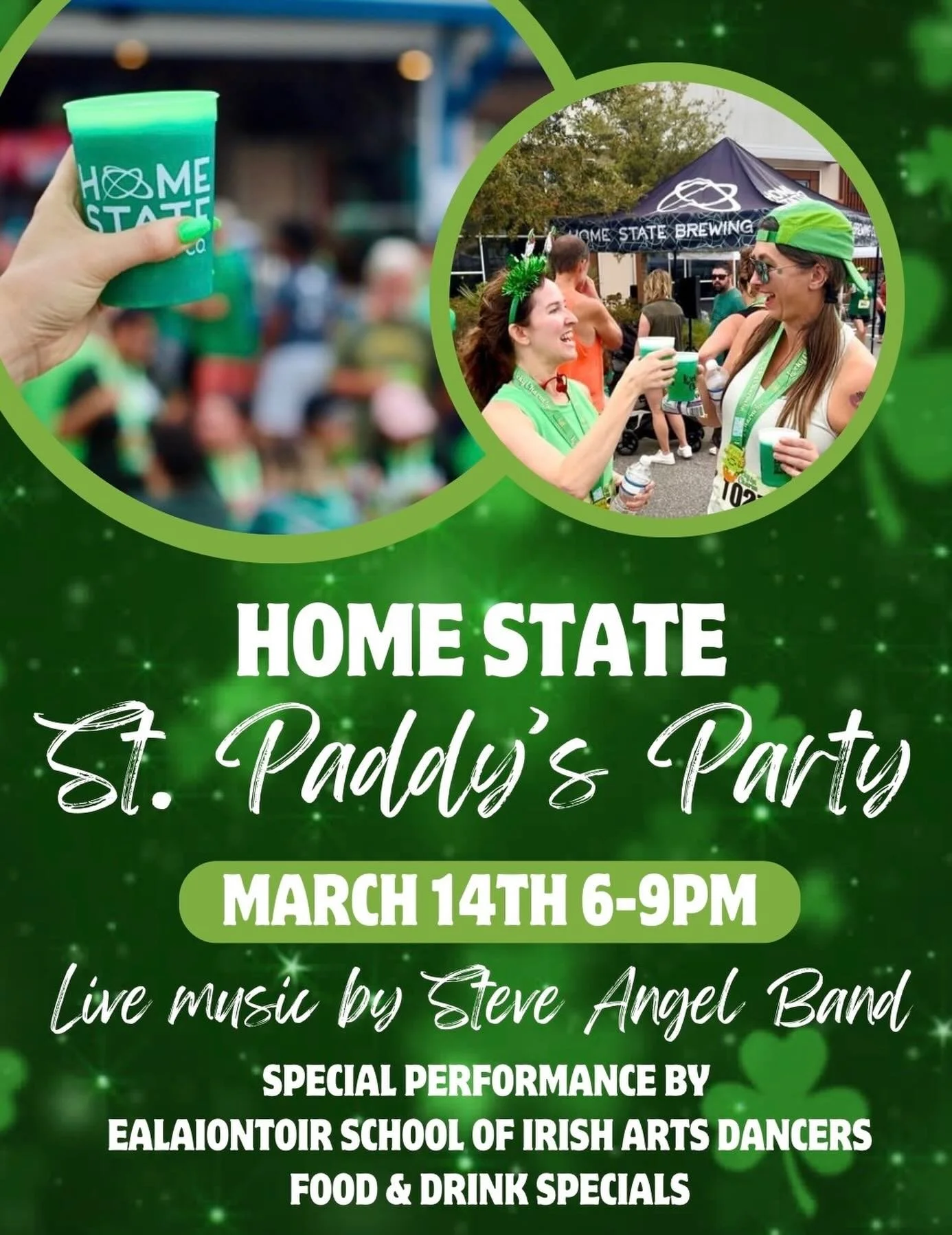 It&rsquo;s time to shamrock and roll at HSB 🍀🍺

Join us Saturday, March 14th | 6&ndash;9PM for our St. Paddy&rsquo;s celebration!

We&rsquo;ve got:
🎶 Live music by the Steve Angel Band
💃 High-energy performances from the Eala&iacute;nont&oacute;i