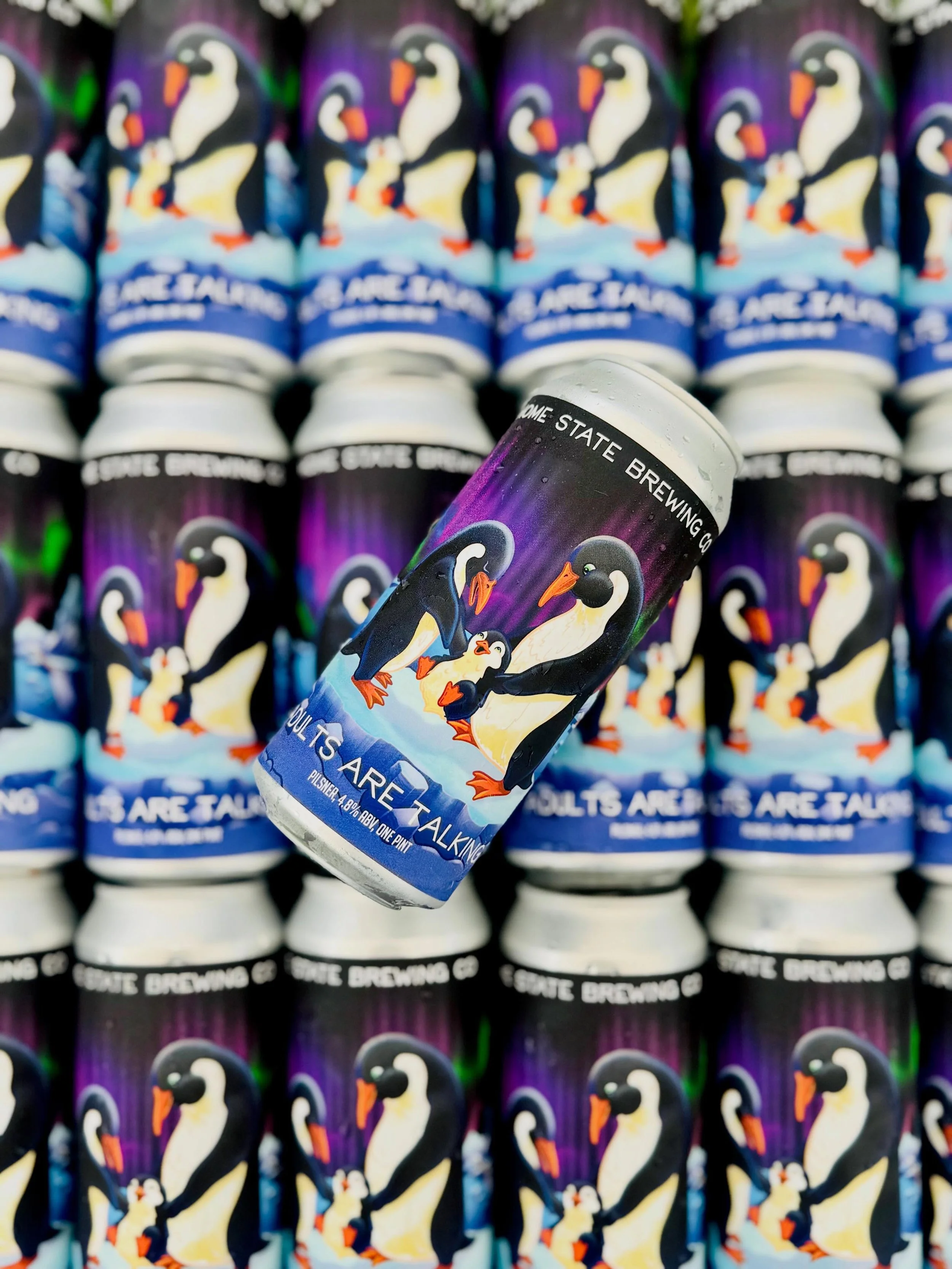 New look, same crisp classic 🐧✨ Our pilsner, Adults Are Talking, just got a fresh new label and she&rsquo;s looking better than ever.

Clean, crisp, and endlessly crushable! 🍻