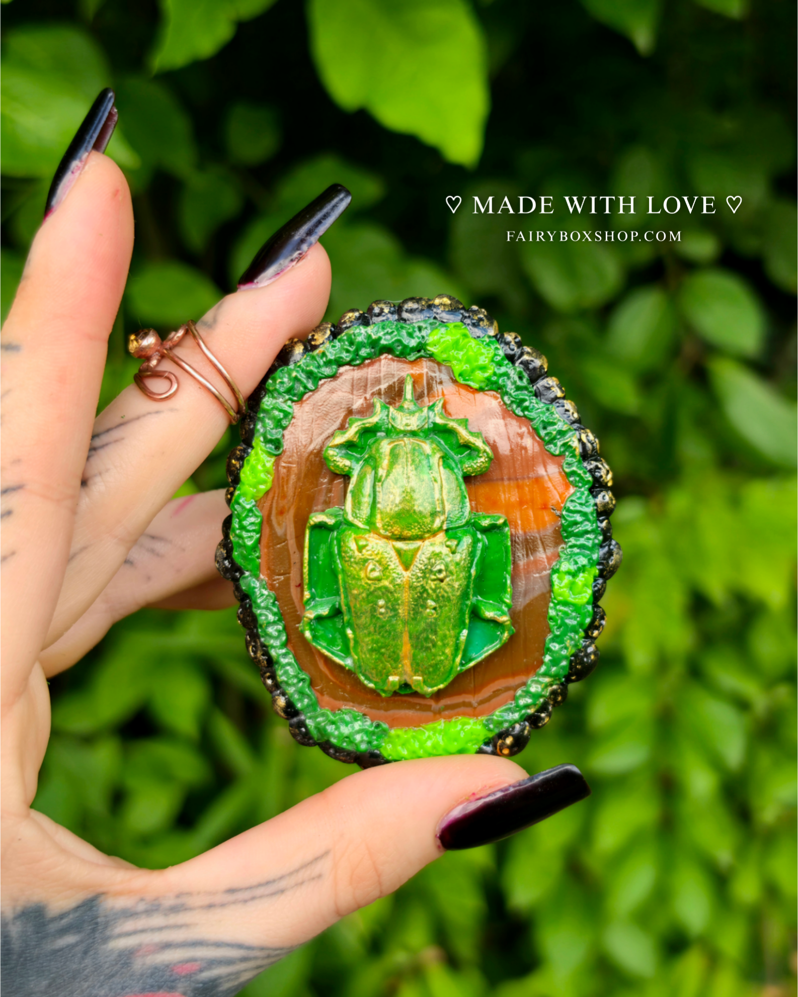 New! Horned Beetle | Polymer Clay Magnet