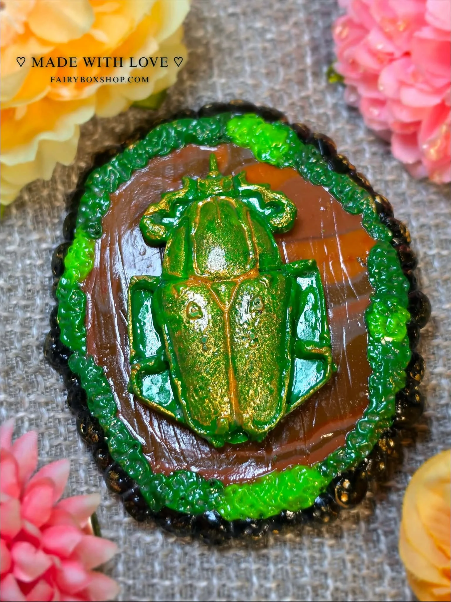 Glimmer Beetle  | Handmade Polymer Clay Magnet