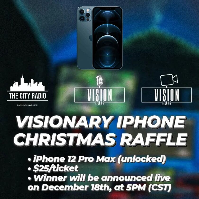 Here we go!
Anyone can buy a ticket! 🎟 (no limit)
Share this out to your friends and family so that everyone has a chance to win this iPhone 12 Pro Max!
Right in time for the holidays!🎁
-
#visionary
#visionstudios #bryantx #collegestation #tamu #ag