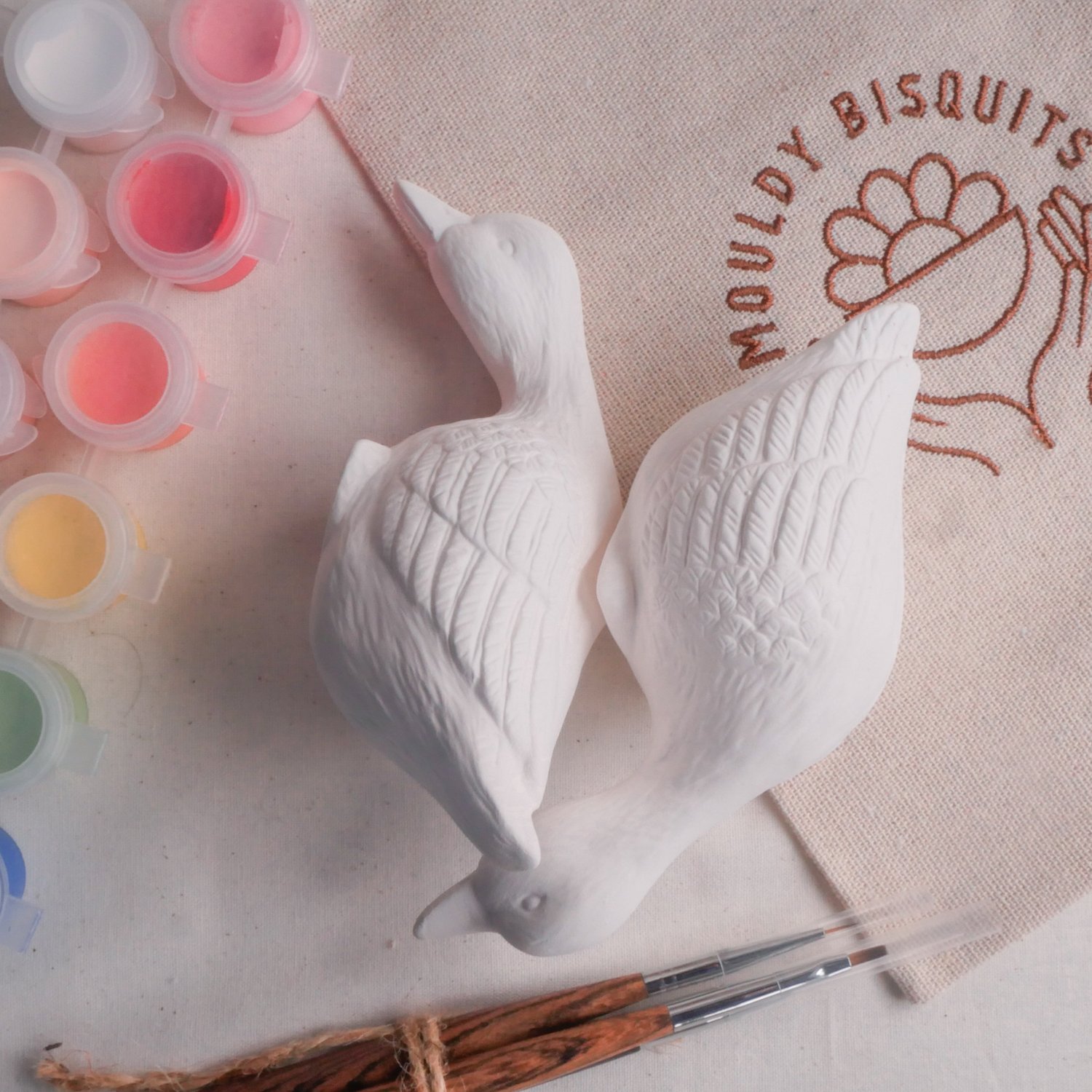 Brown Bag Cookie Art Wedding Birds Ceramic Mold