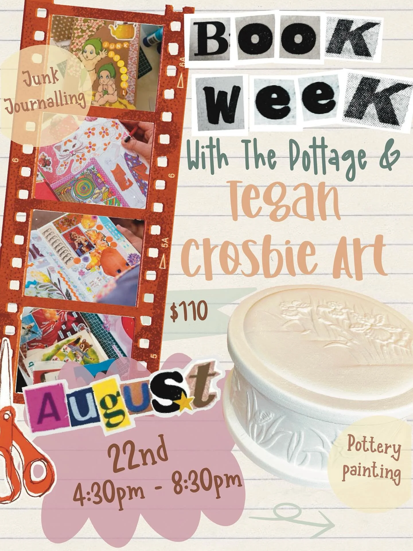 To celebrate Book Week we are teaming up with Tegan Crosbie to create the ultimate book themed workshop! 

During this session you&rsquo;ll work alongside Tegan to create your own Junk Journal. Whether you&rsquo;re a seasoned journal maker or just st