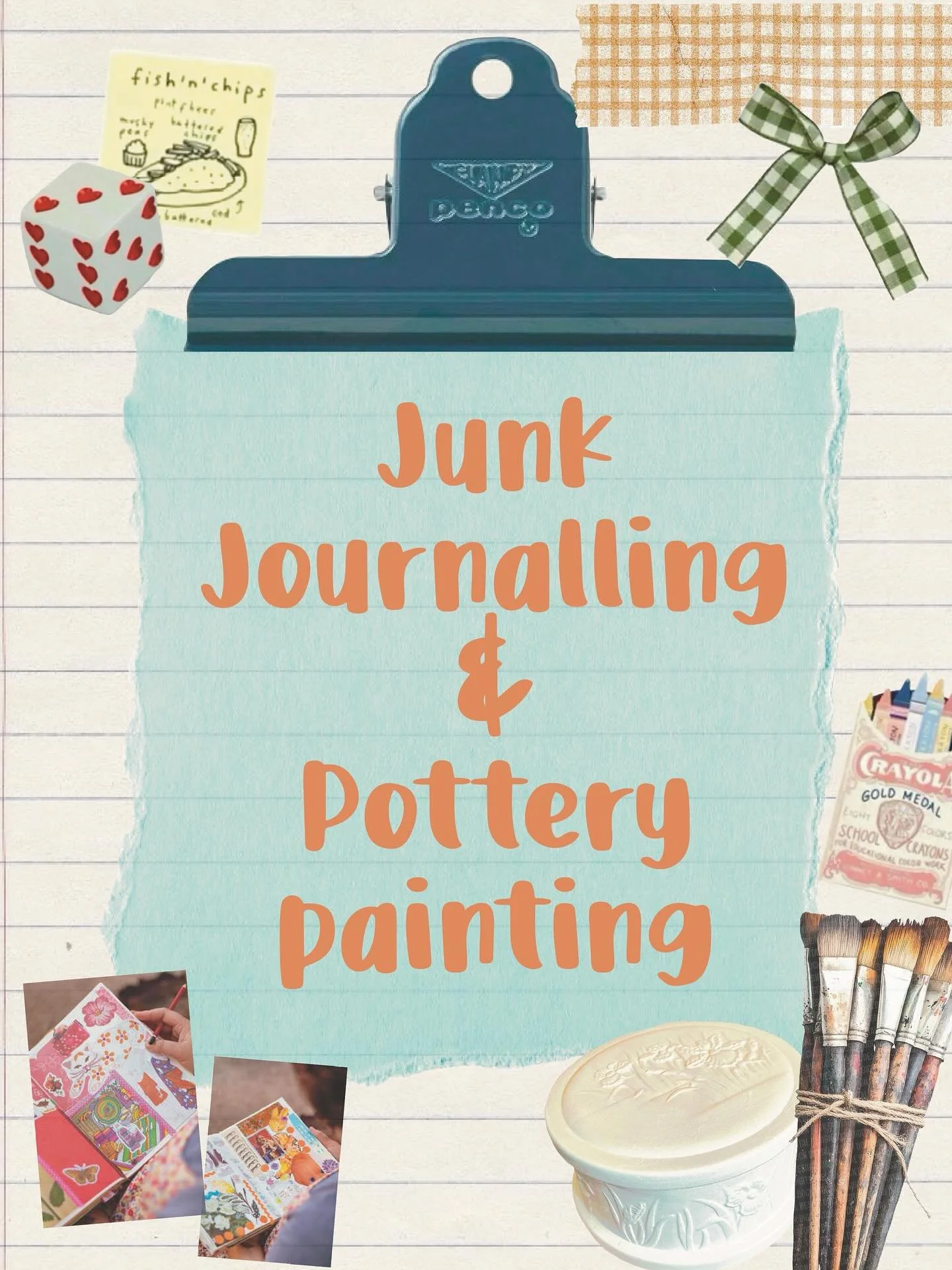 🔈NEW SESSION ALERT 🔈 

We have combined Pottery Painting and Junk Journalling by teaming up with @tegan.crosbie.art 🎨 

Swipe for all the details! 

Friday August 22nd at The Pottage from 4:30pm - 8:30pm! Booking via our website ❣️