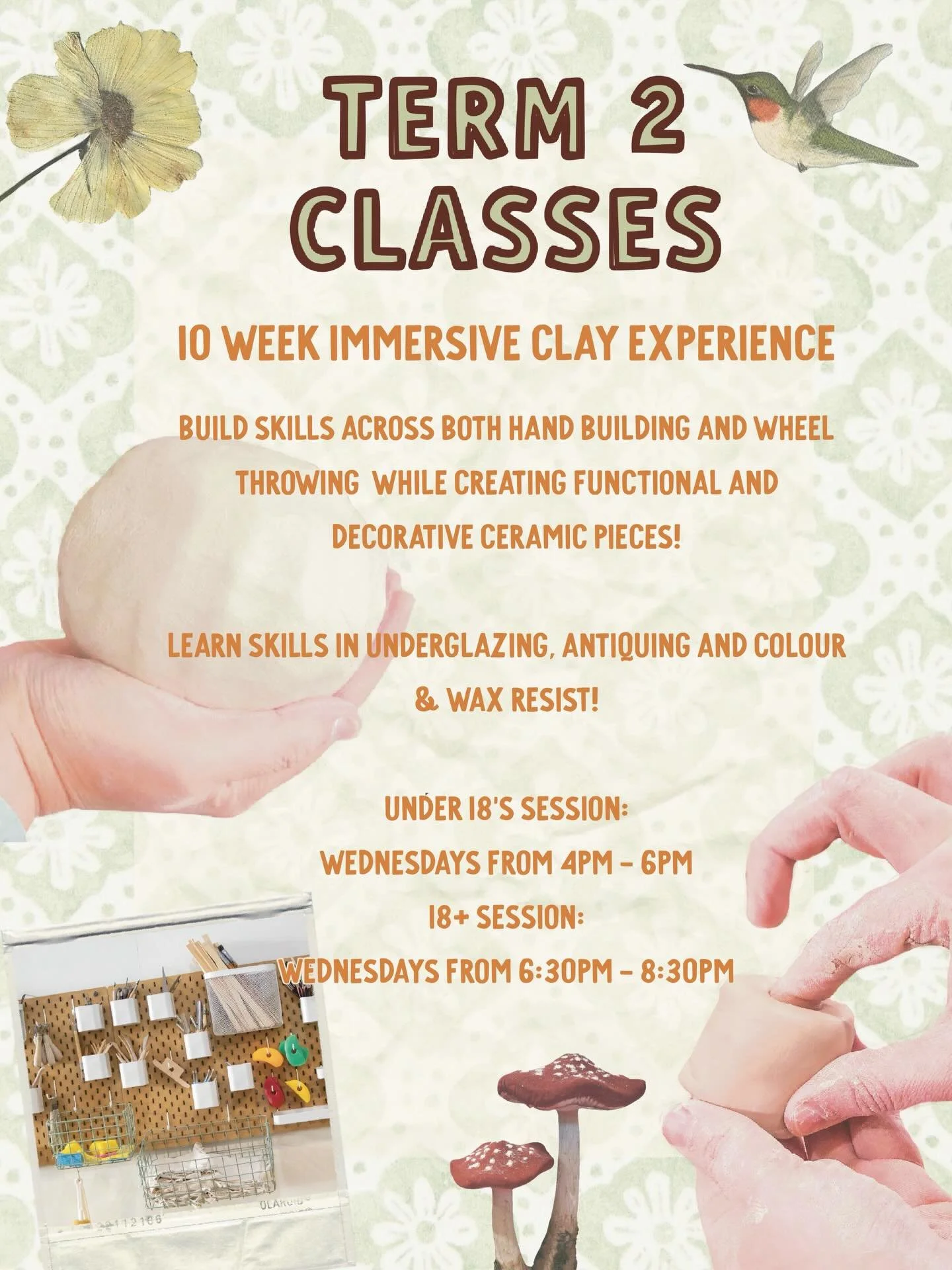 If you&rsquo;ve been thinking about starting a new hobby or just simply interested in clay, this is your sign to join us for our first 10 week immersive clay course. 

Learn different clay &amp; glazing techniques to create functional &amp; decorativ