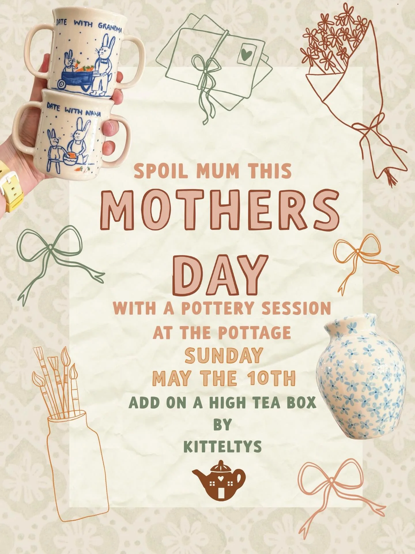 Spend your Mothers Day painting pottery and nibbling on some sweet treats from Ballarat fav @kitteltys 

Our most popular session of the year is now live on our website. Spaces are limited (we aren&rsquo;t just saying that) so make sure to book in ea