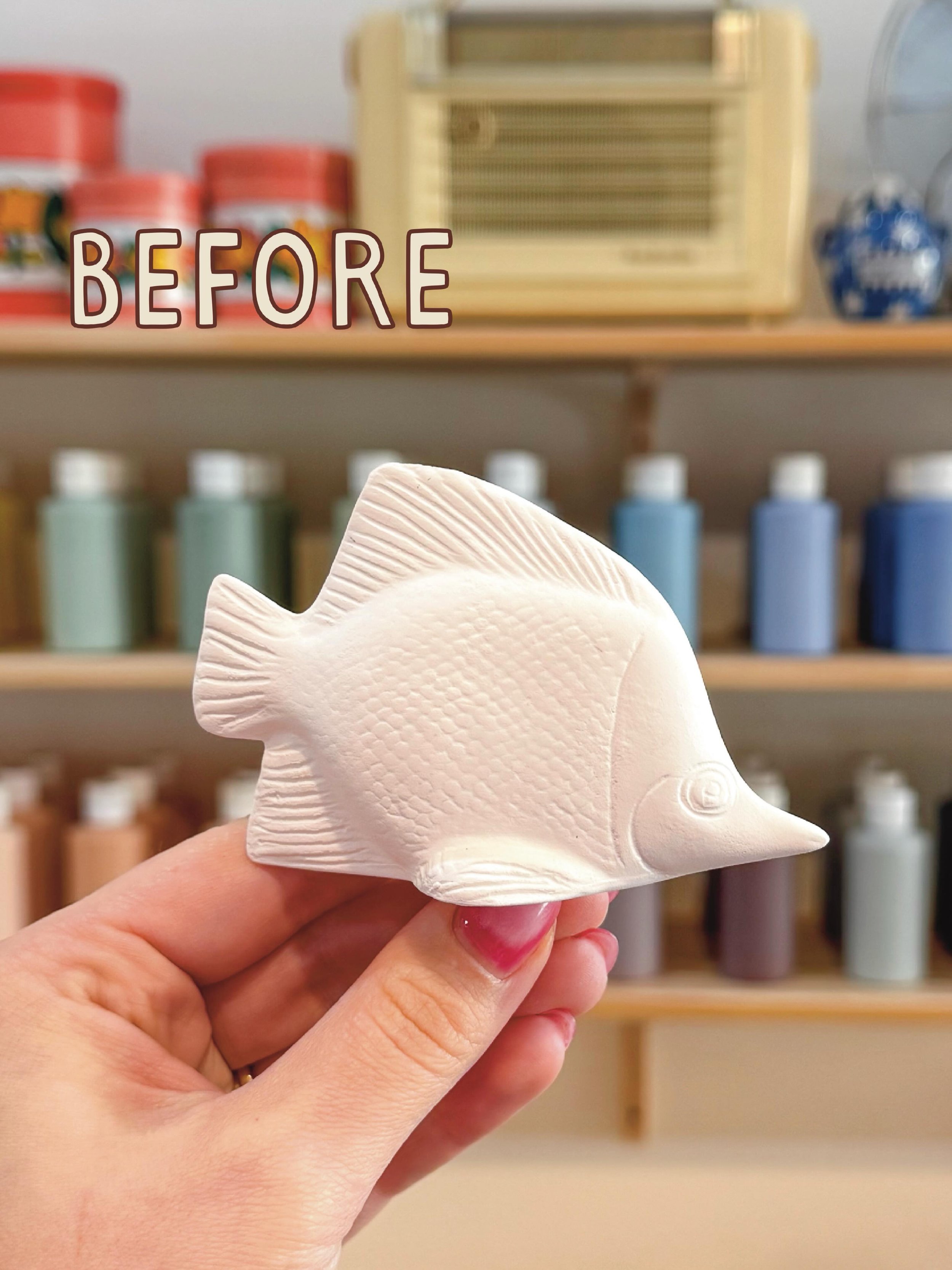 Before and After 🐠

4 pieces painted recently at our paint your own pottery sessions! 
What are you planning to paint at your next session?