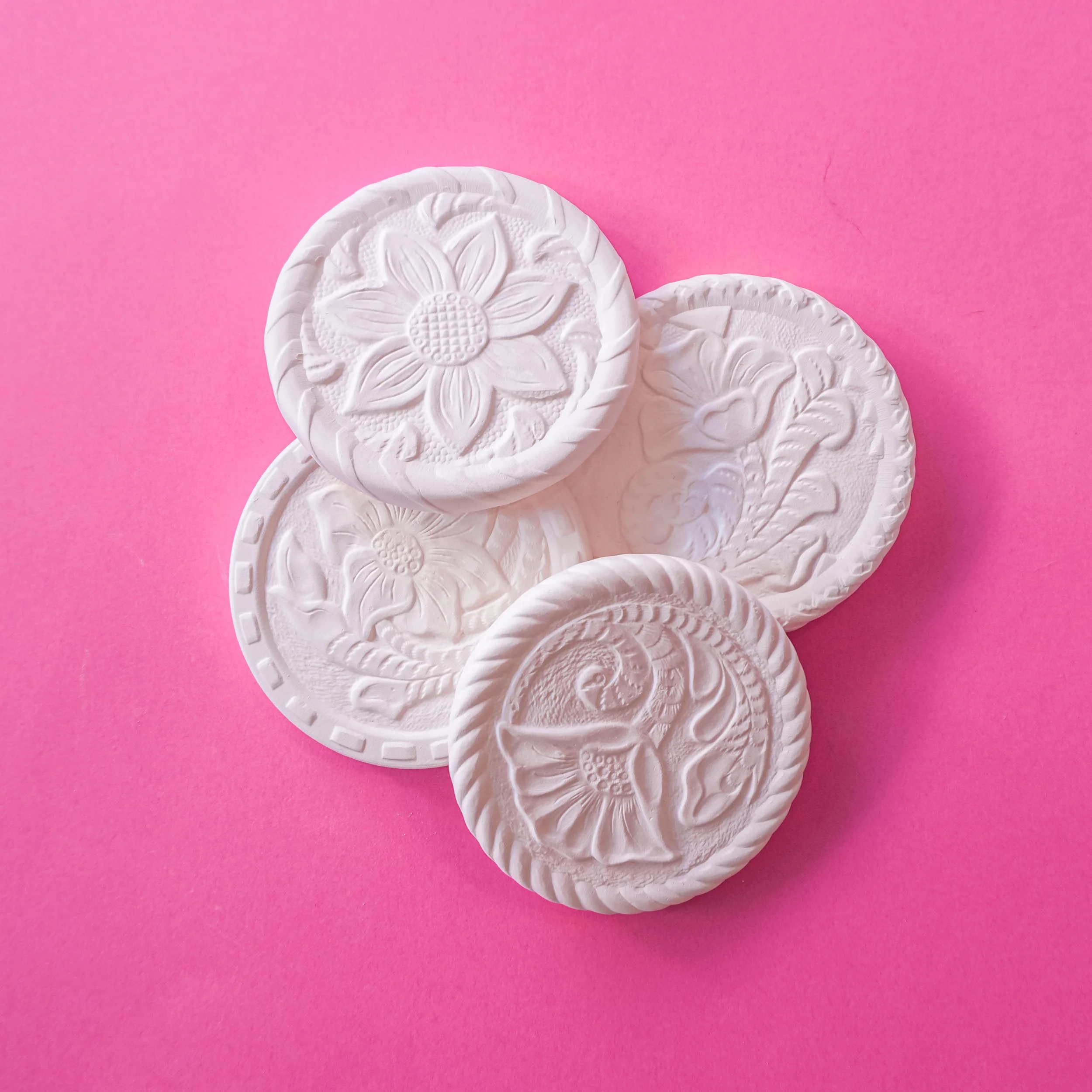 Carved Floral Coaster - $7