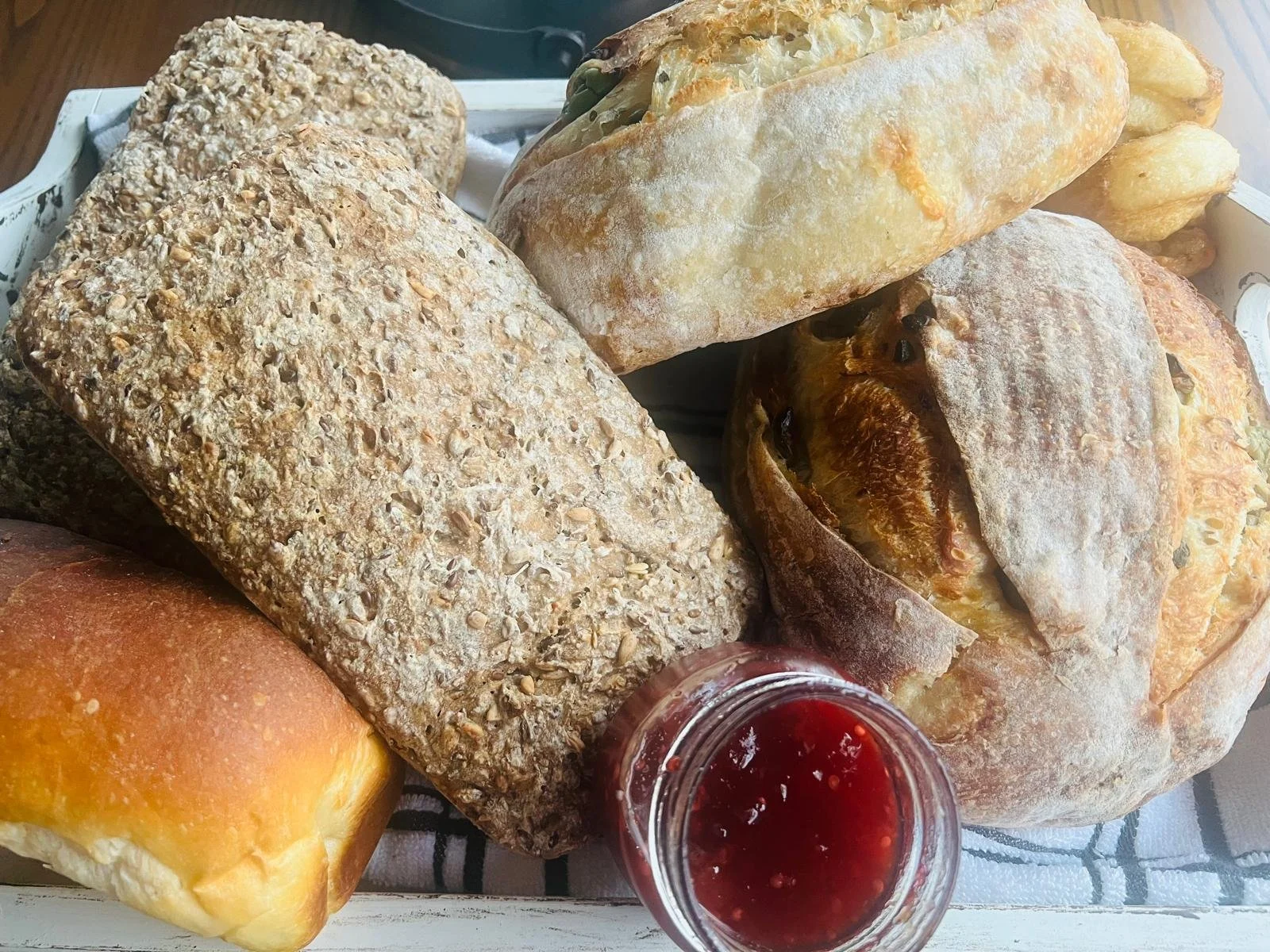 Feeling Blessed with Local goodness ..............

Homemade Sourdough creations Rachel Browne-Cole 
Homemade Tamarillo Jam - Steve Cowell