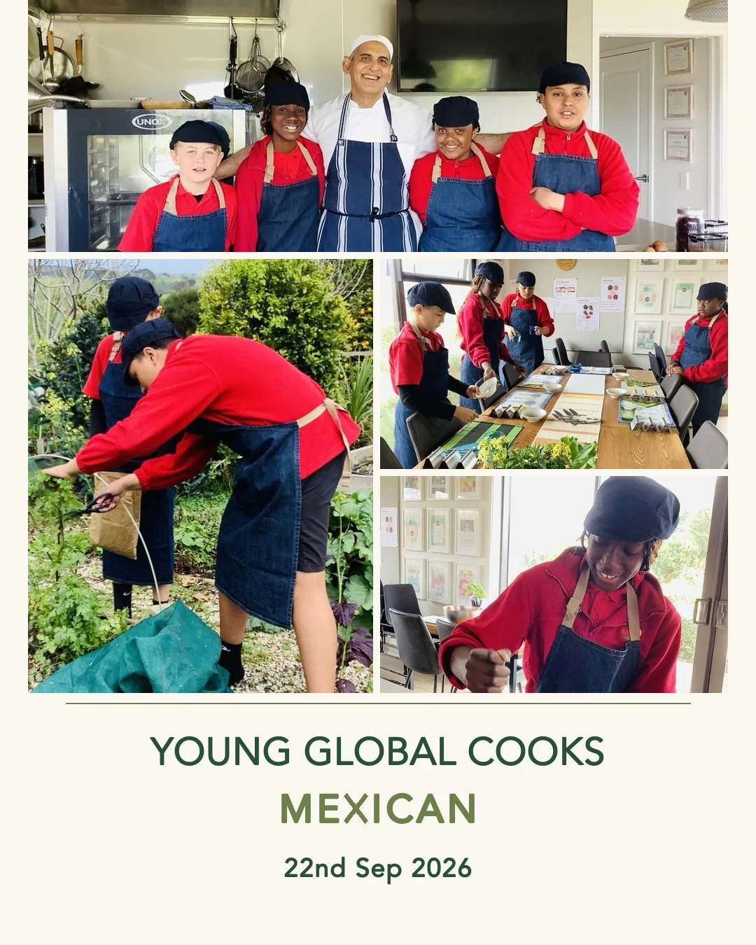 From the garden&hellip; to the mortar and pestle&hellip; to a table full of tacos! 

Our Young Global Cooks explored Mexico through fresh ingredients, dried chillies, guacamole, creamy beans, Tinga de Pollo and edible-flower-topped muffins.

They har