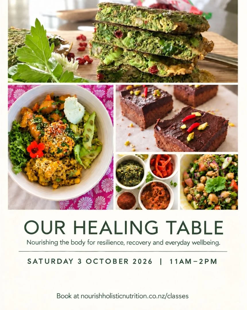 FINAL CALL FOR OUR HEALING TABLE - our final cooking class of the year!

𝗢𝘂𝗿 𝗛𝗲𝗮𝗹𝗶𝗻𝗴 𝗧𝗮𝗯𝗹𝗲 is an invitation to explore how food can support resilience, recovery and everyday wellbeing. Together, we will cook with colourful plants, herb