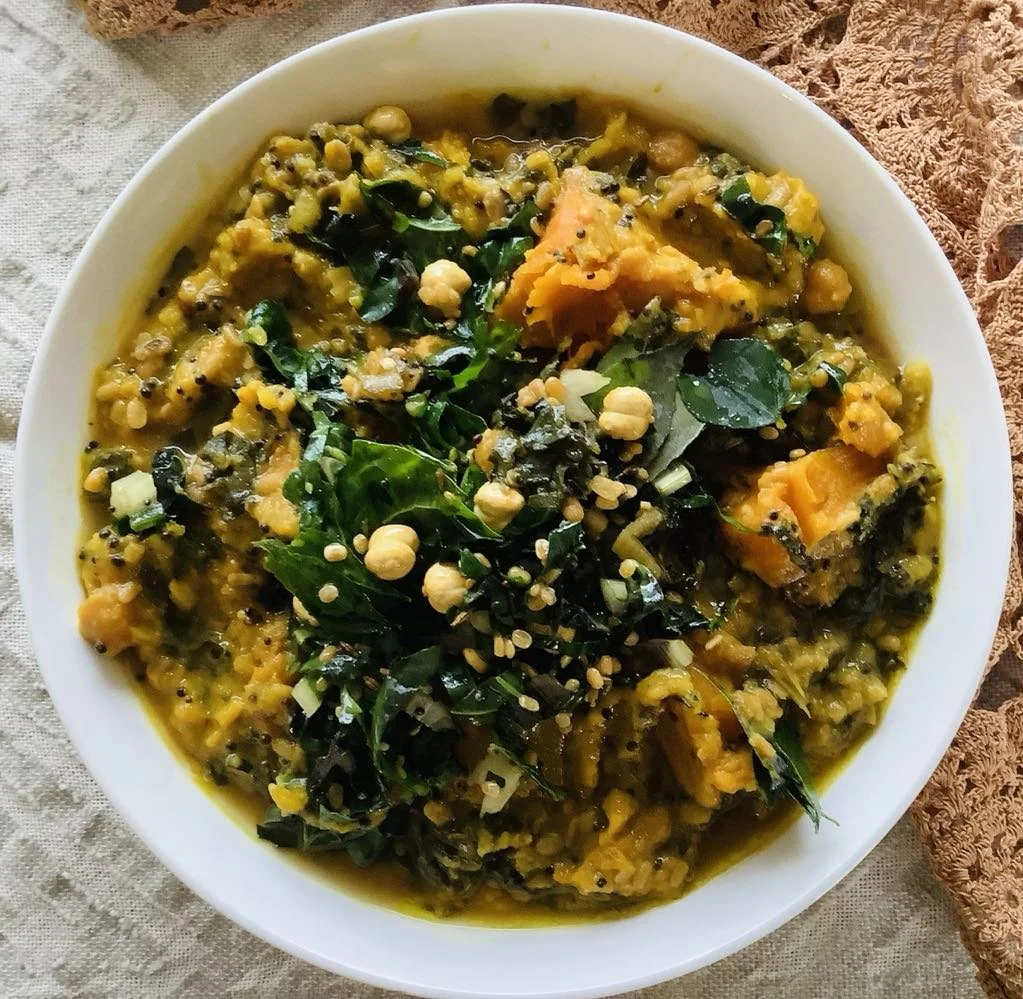 Spiced Pumpkin, Lentil and Greens Curry  (V  GF  DF)