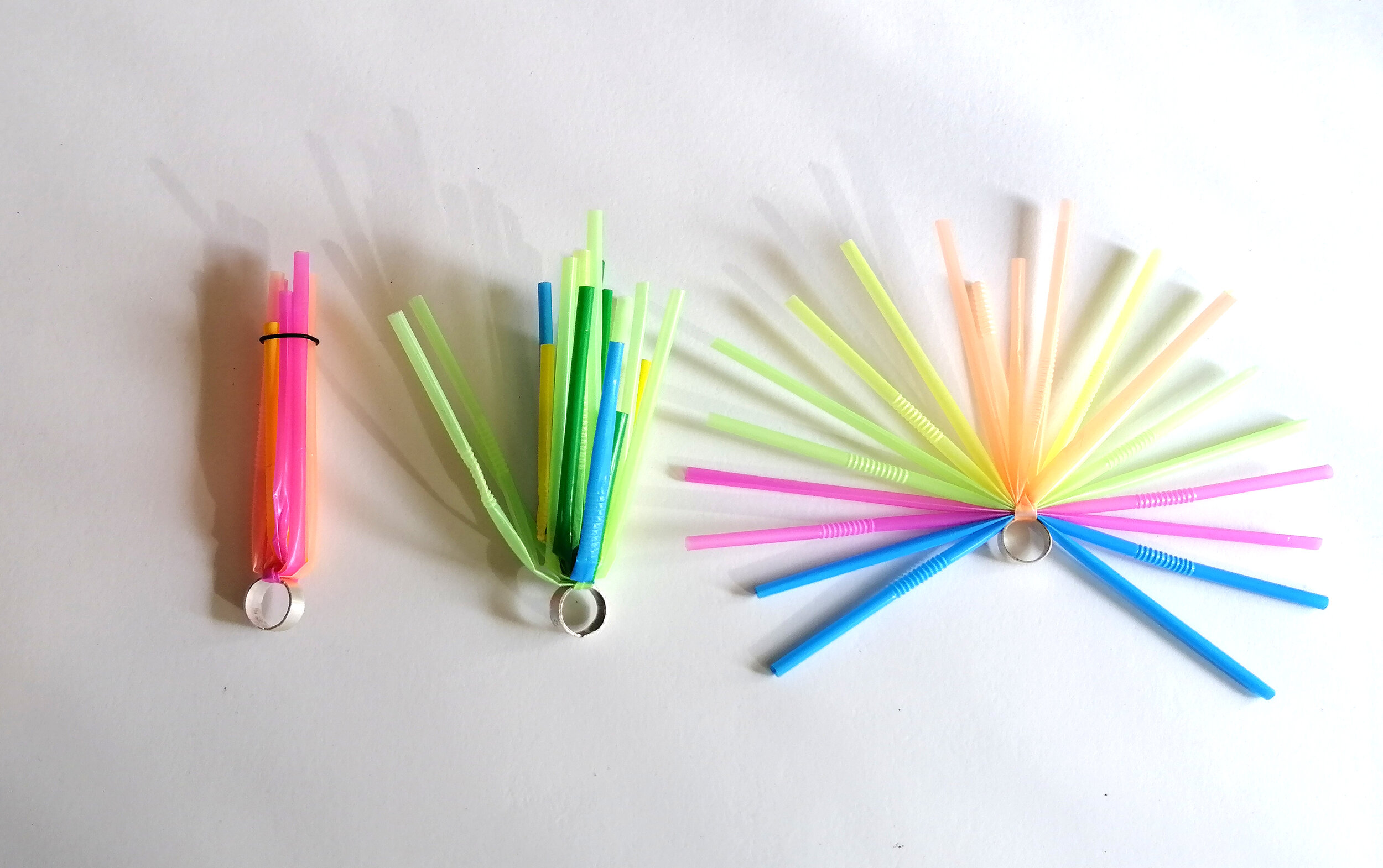 Rave Rings 001-003, 2020
Plastic straws, Sterling Silver