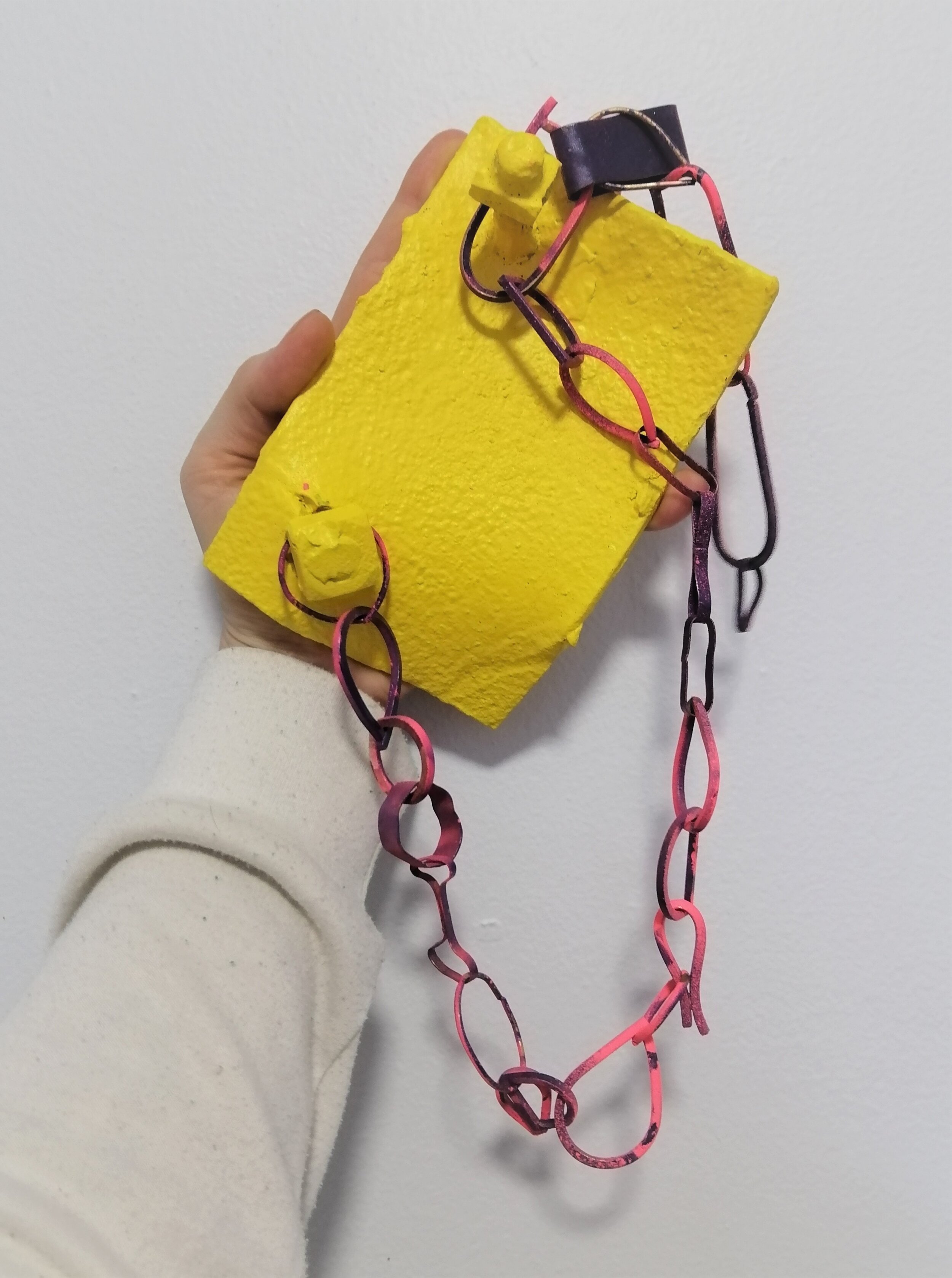 Industrial Bodies; dimensions variable; spray paint, varnish, brass, sterling silver, found object. 2021