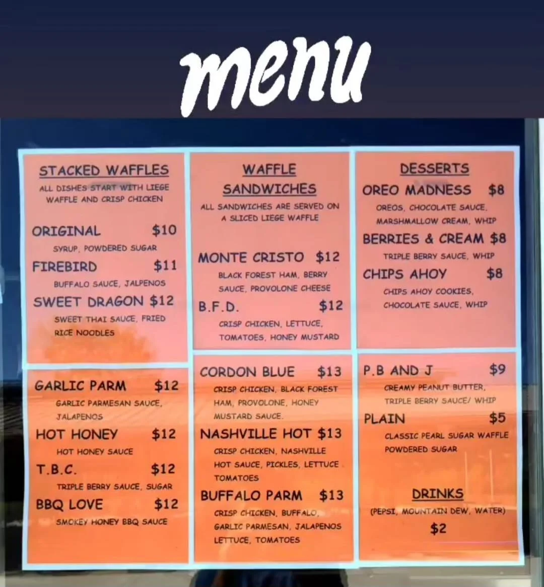 Batter Up Waffle Food Truck Menu — Batter Up Waffle Company