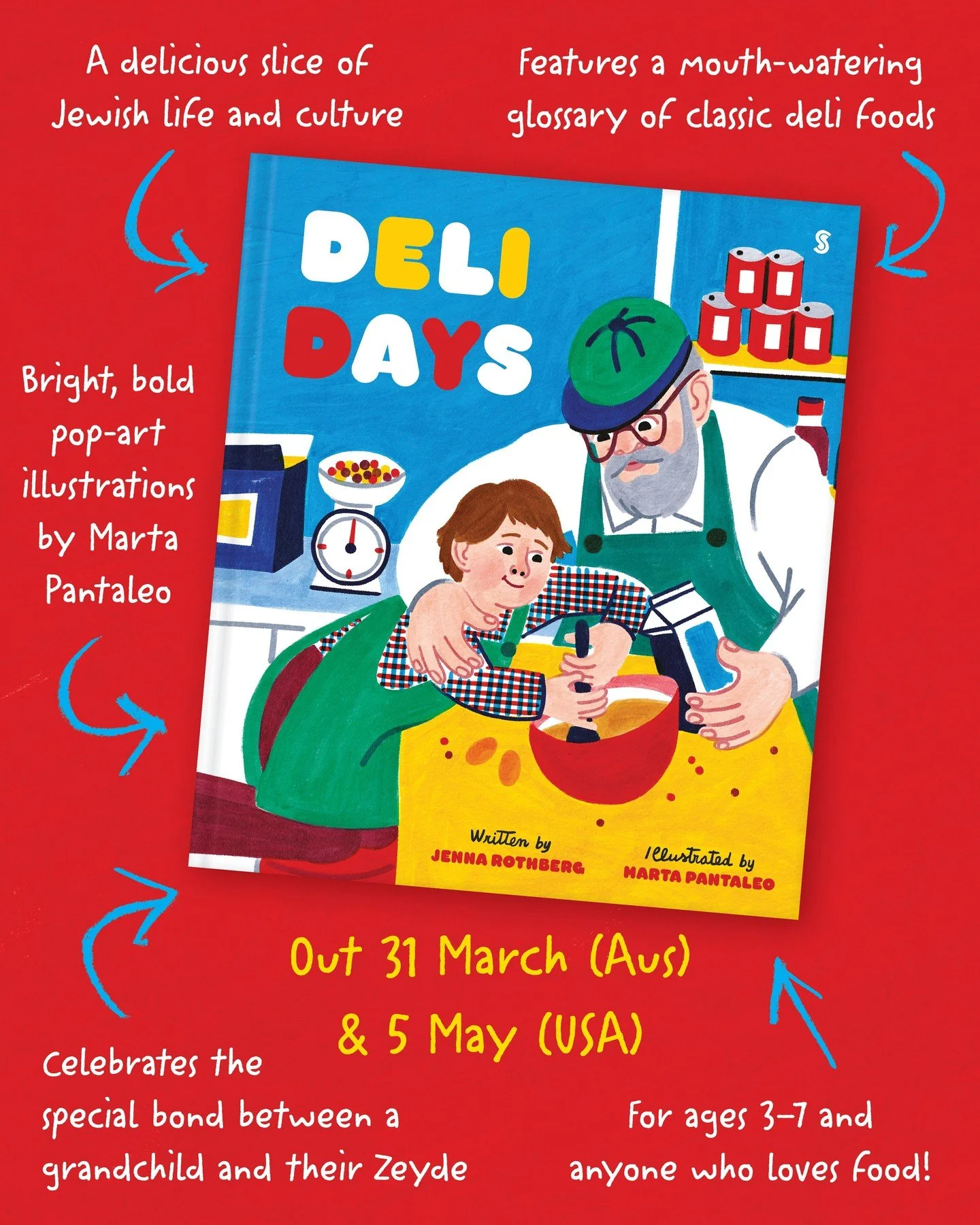 At Zeyde's Deli, Sundays mean helping Grandpa serve the neighborhood's best pastrami on rye.⁠
⁠
We're delighted to reveal our first Scribble title for 2026, Deli Days, from debut author Jenna Rothberg and celebrated illustrator Marta Pantaleo.⁠
⁠
Del