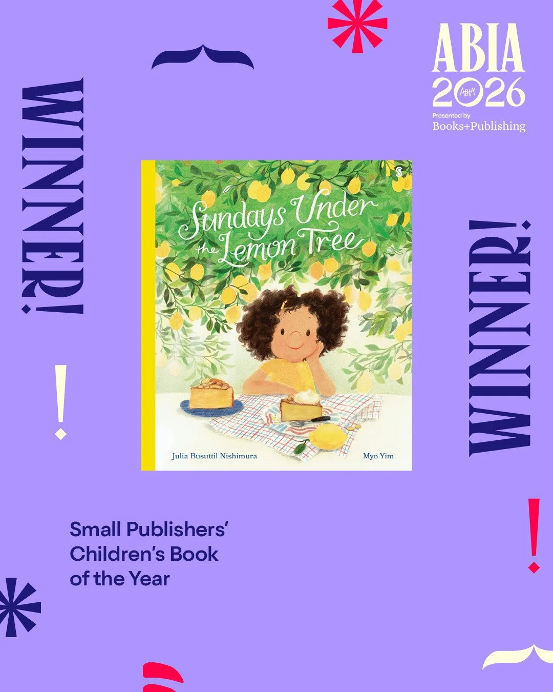 What a night! ✨📚🍋✨⁠
⁠
Huge congratulations to Julia Busuttil Nishimura and Myo Yim, whose 'Sundays Under the Lemon Tree' took home Small Publishers Book of the Year at the Australian Book Industry Awards in Sydney last night. We've loved working on