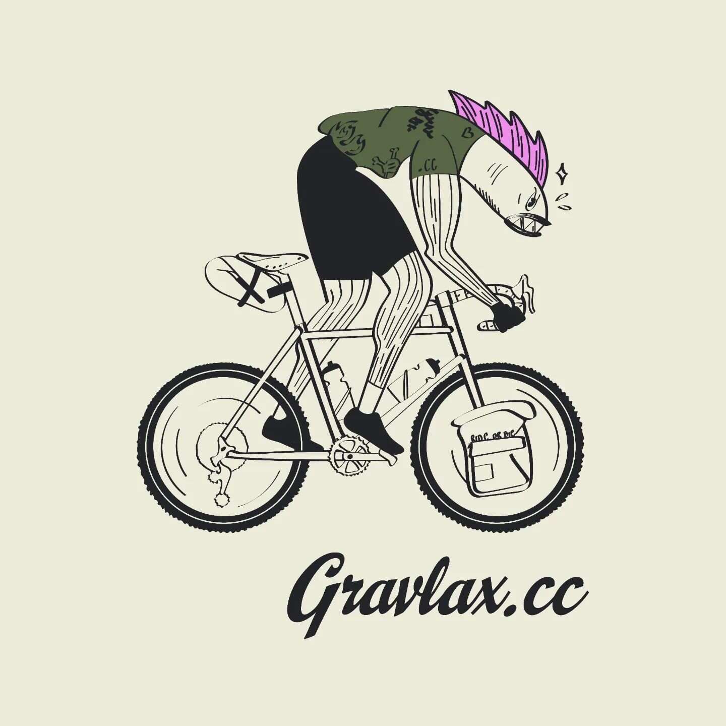 Identit&eacute; pour GRAVLAX.CC 🚲

@gravlax.cc - &agrave; contre-courant

Les rides gravel bucoliques &agrave; Lyon et en Navarre c'est tous les mercredi avec @bikes_moussonerie.

#identitevisuelle #logo #gravelbike #lyon
