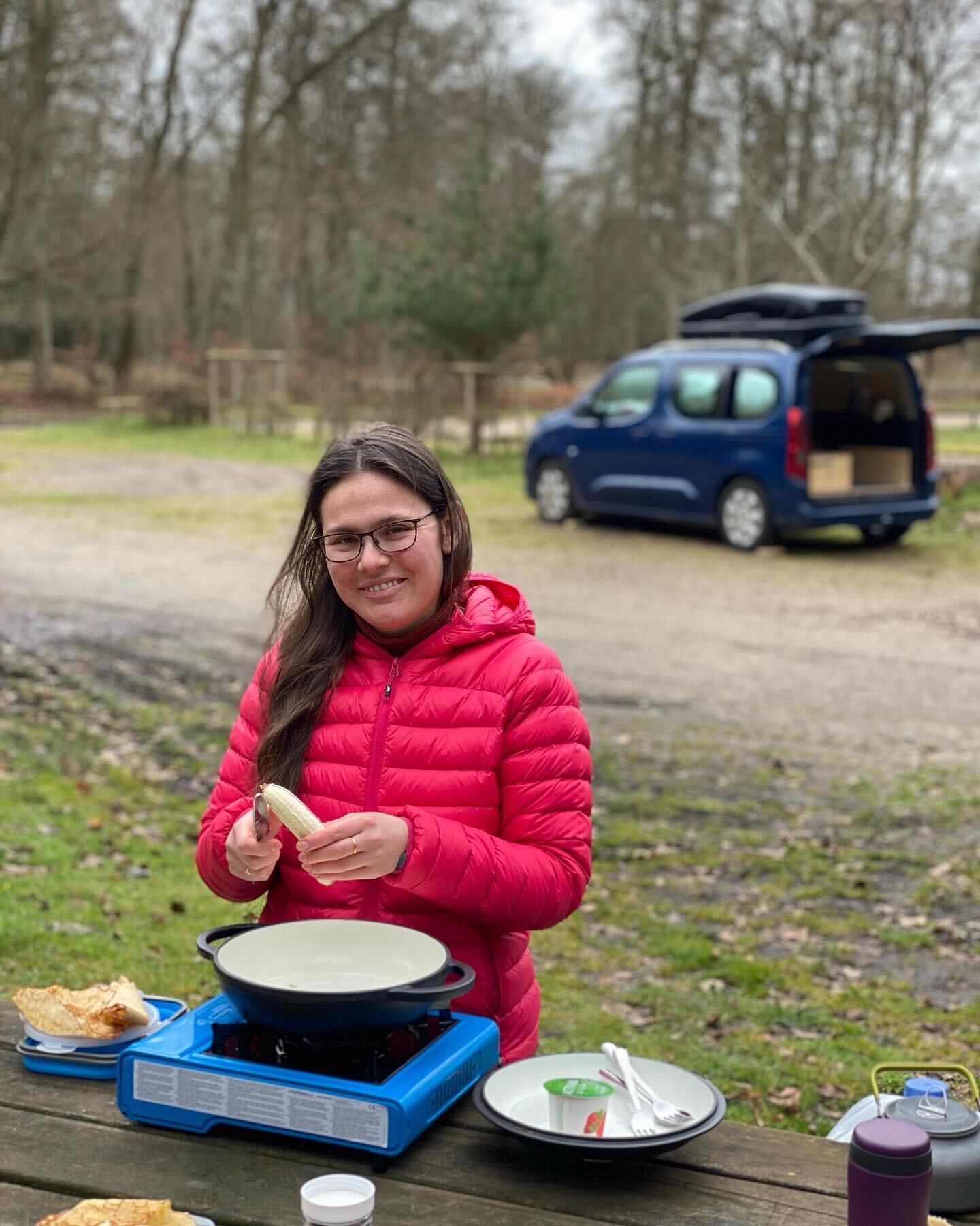 No better way than waking up to this 🤩

We stayed again at an Aires near Val-de-la-Haye. It was super unique as it was next to a boar animal reserve.

As per usual it was super clean and Hannah was busy cooking up some cr&ecirc;pes!
.
.
.
.
.
.
#out
