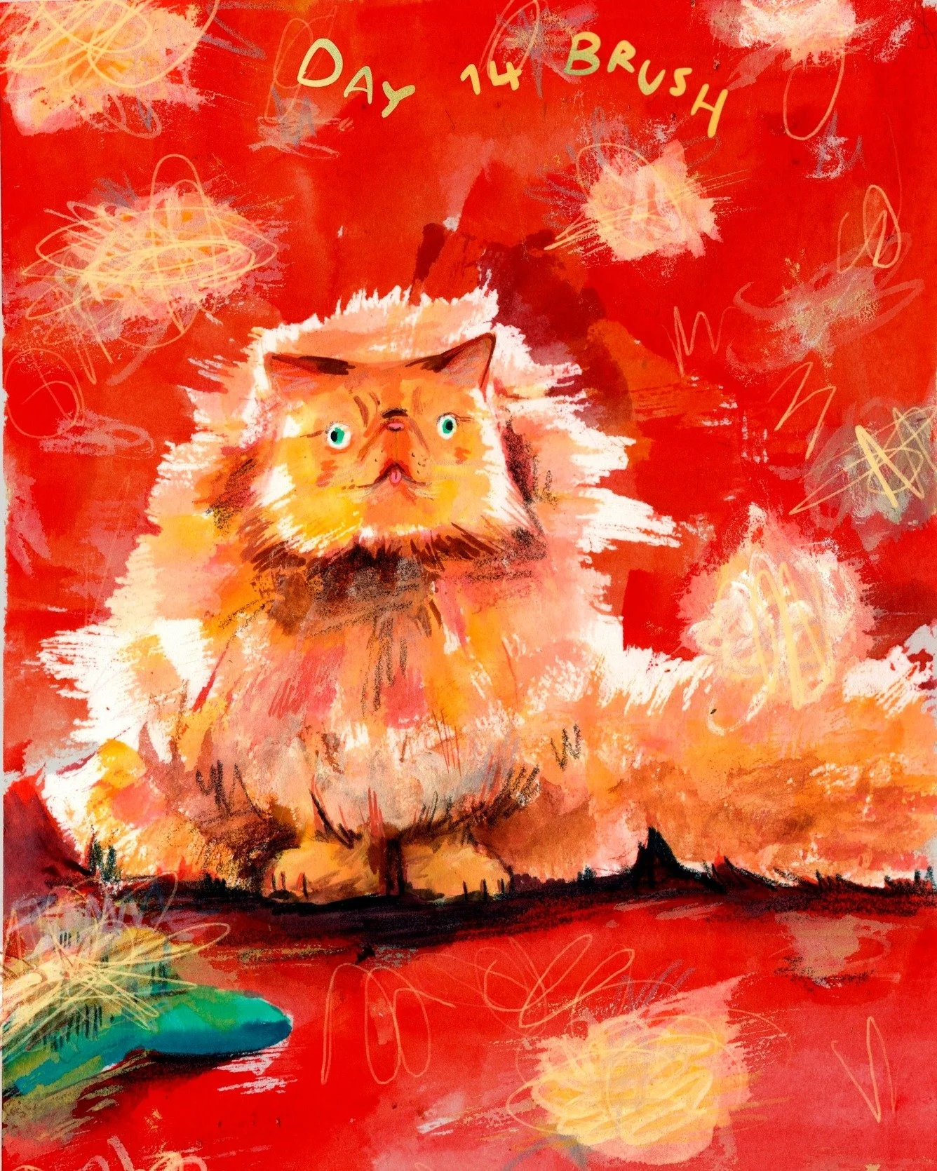 Day 14. BRUSH

My Dad had a Persian cat, Godzilla (Zilla) who was CA-RAZY. You thought there were no thoughts going on, but he was always plotting (just very very slowly, but he'd get there). I'm still campaigning for us to get a persian, so everyone