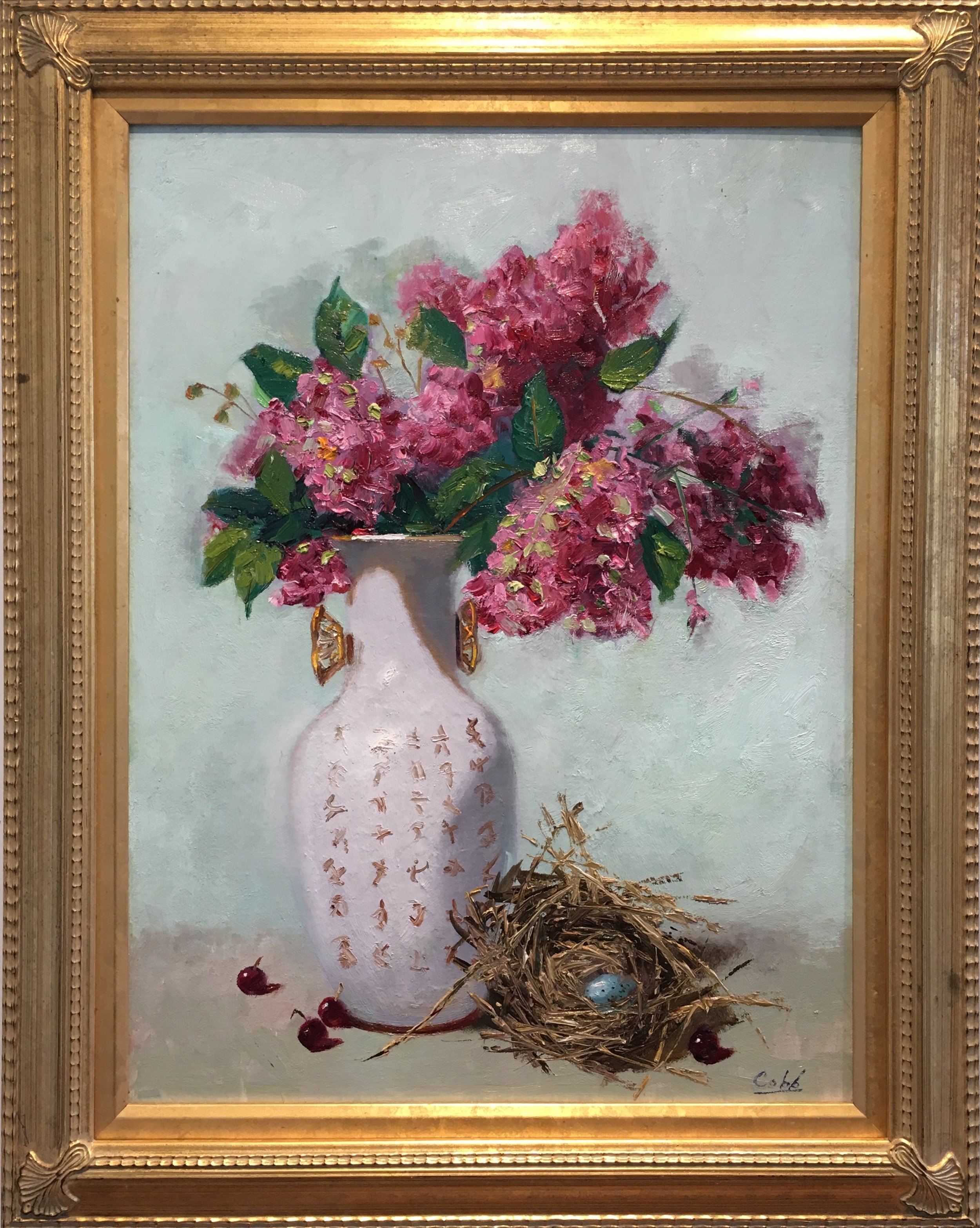 Crepe Myrtle Branch in Chinese Vase