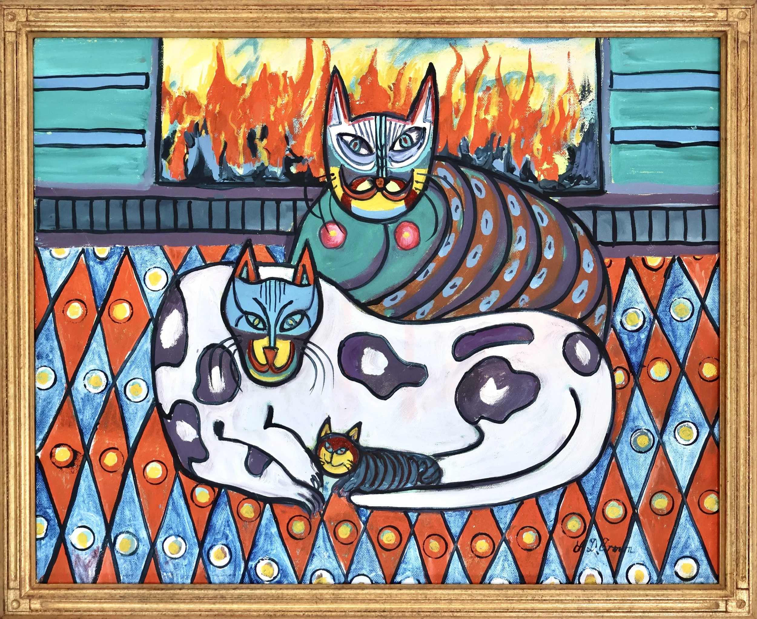 Crazy Cats by Fireplace, David Crown