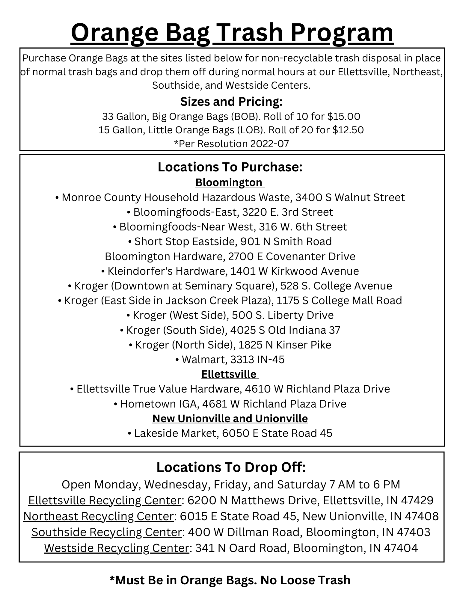 Orange Bag Program Flyer