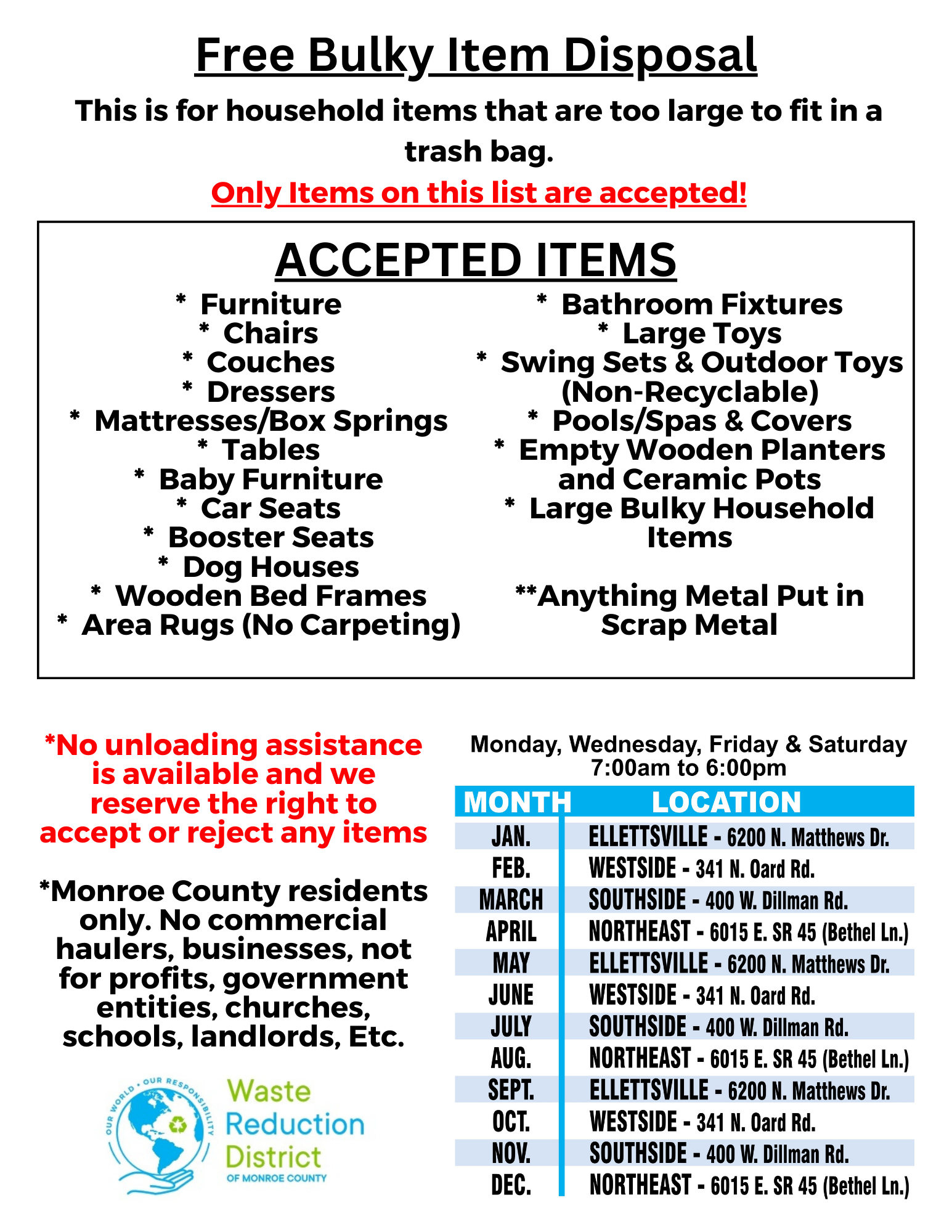 Free Bulky Item Disposal Flyer