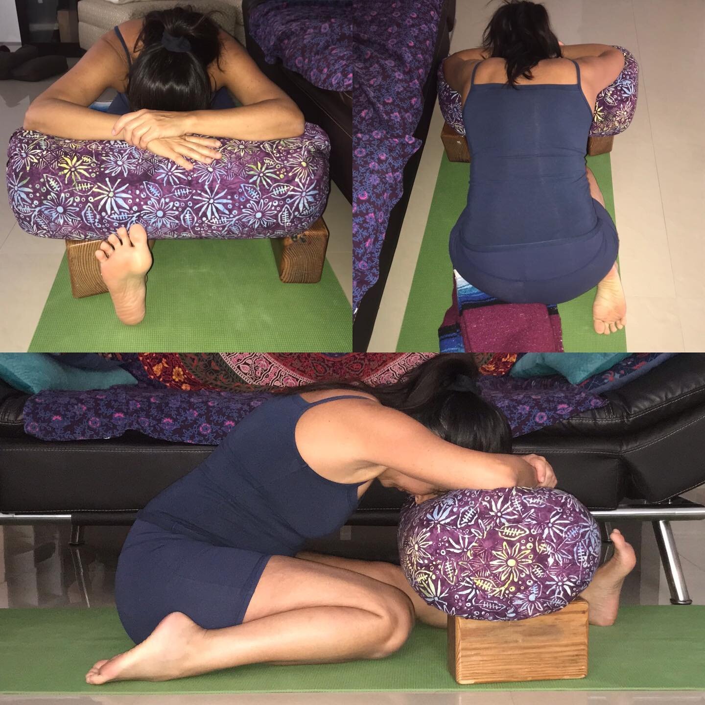 These pictures were taken last year during covid infection. The support gave relief to the nerves, and it made breathing easier. Yes, the thoracic spine could go deeper, but just being able to let go and not work so deeply to attain the perfect pose 