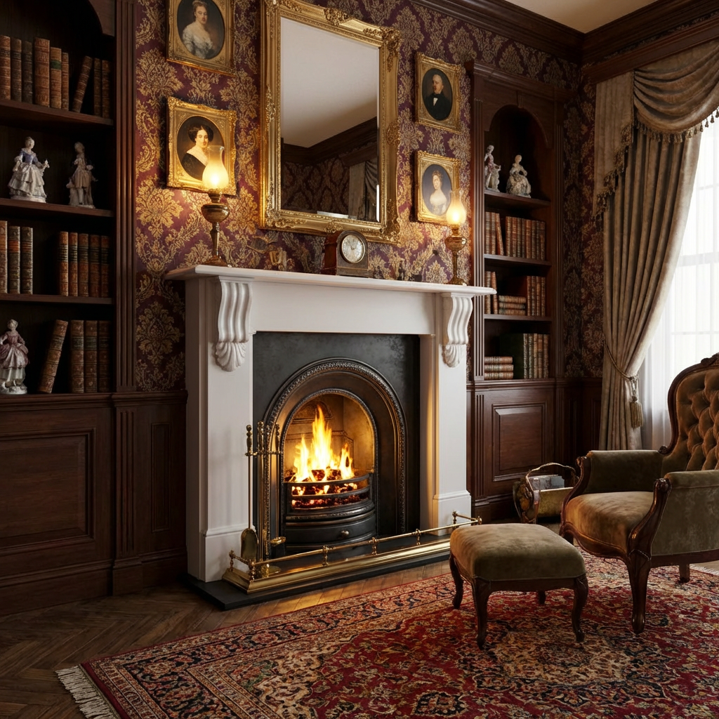 Classic Deal fireplace in Aegean limestone