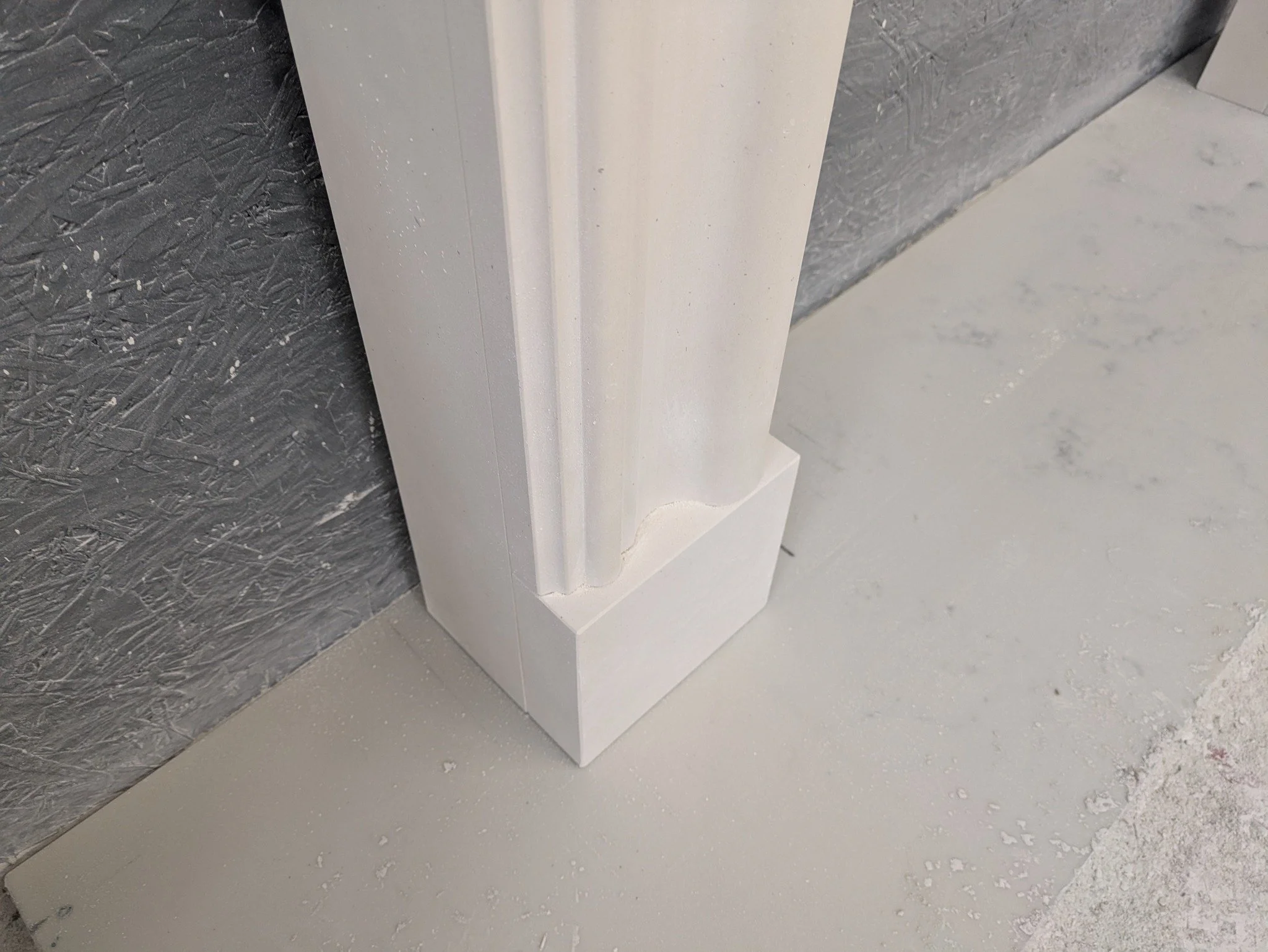 It's all in the detail............

OK, so it's just a jamb with a foot block, but this bolection moulding has been handcrafted in our Sussex workshop. Factory produced fireplaces from China may be cheaper, but we think nothing beats the look of a pi