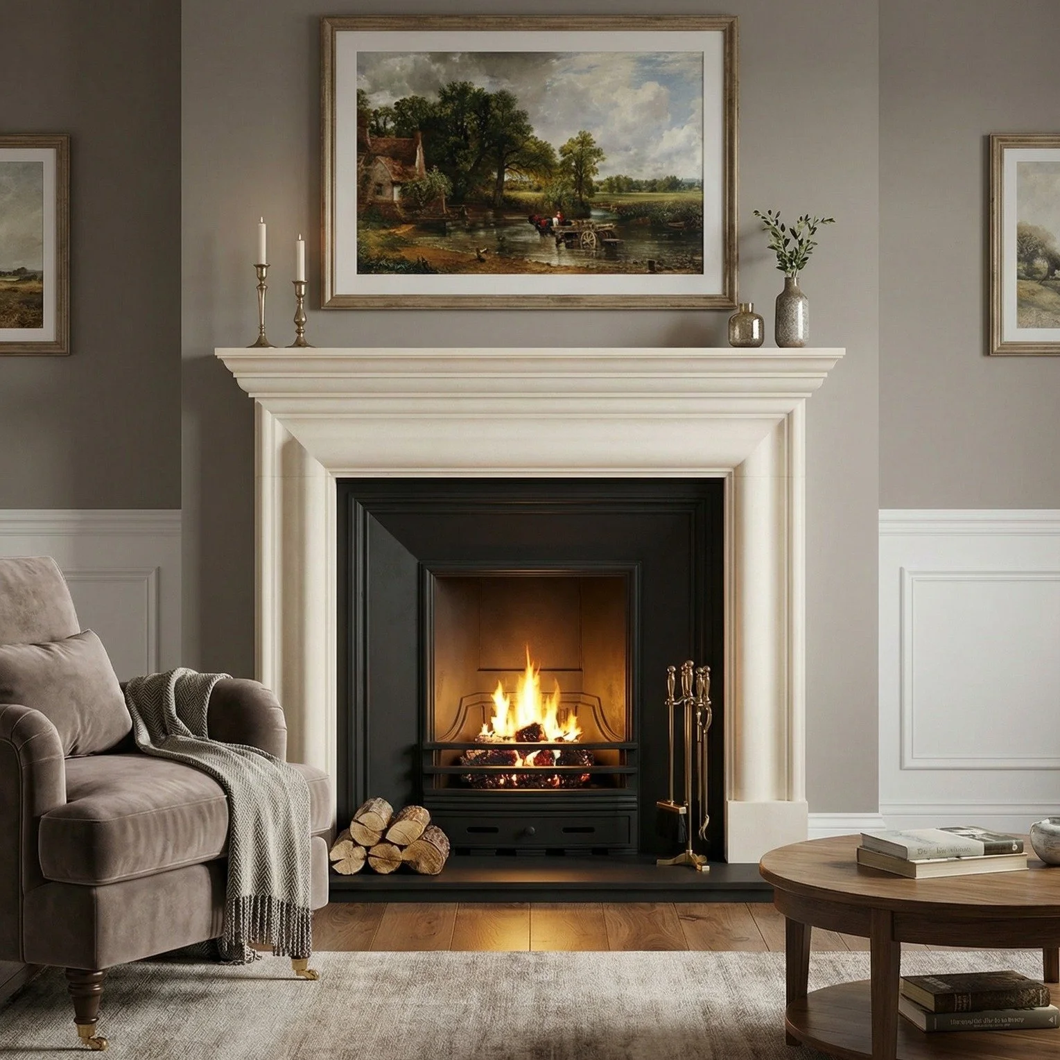 Fireplace Accessories........

Don't forget we have full range of accessories to go with your new fireplace, including hearths, grates and chambers. Here's our Classic Stone bolection+shelf fireplace matched with a Rother cast iron insert and a honed