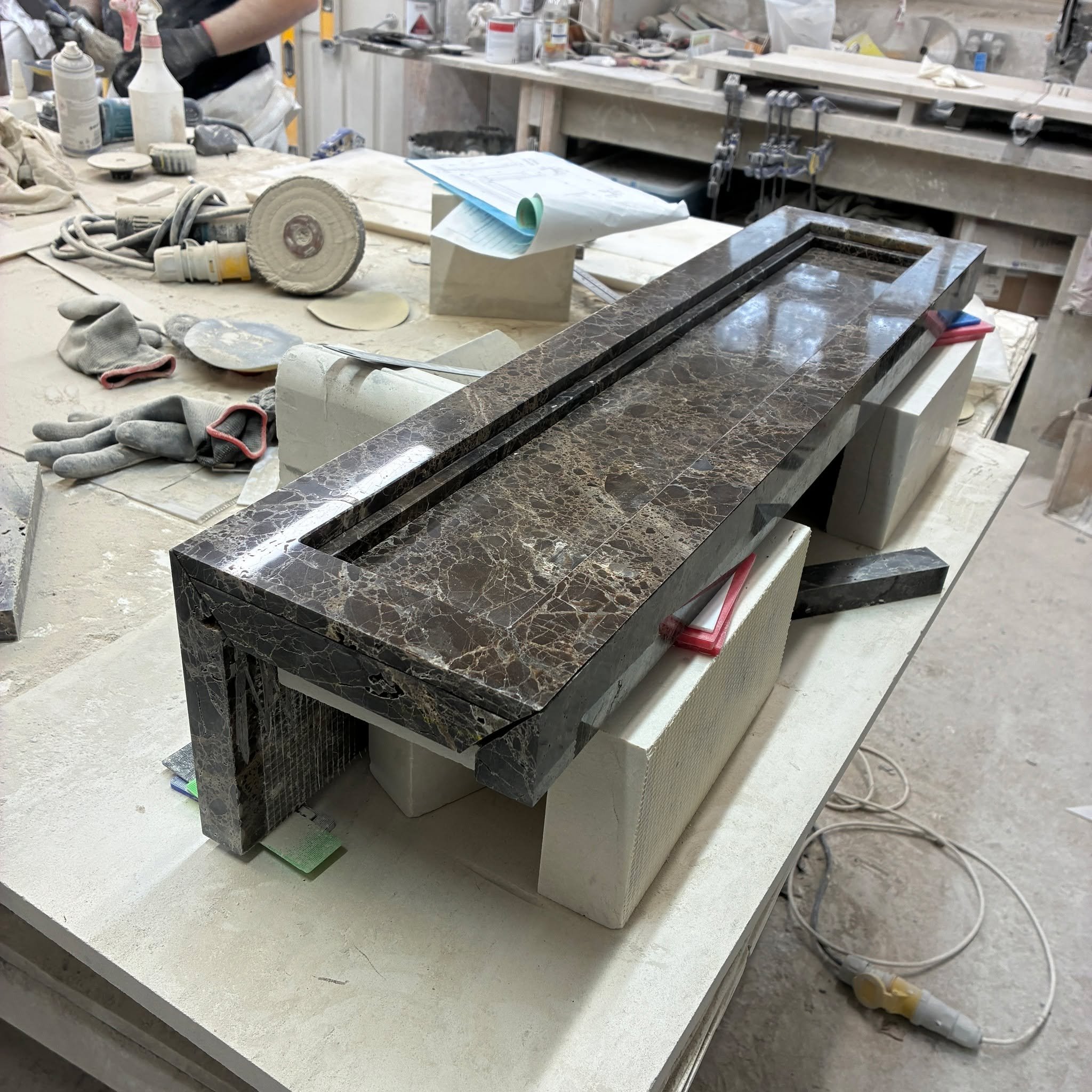 On the bench........

Something rather special coming soon, handcrafted in a very nice Dark Emperador marble.......

#mastermason⛏ #marblefireplace🔥 #interiors #fireplacemaker #handmade
