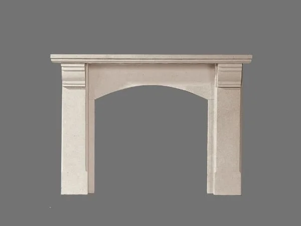 Warwick fireplace surround in limestone with slate hearth