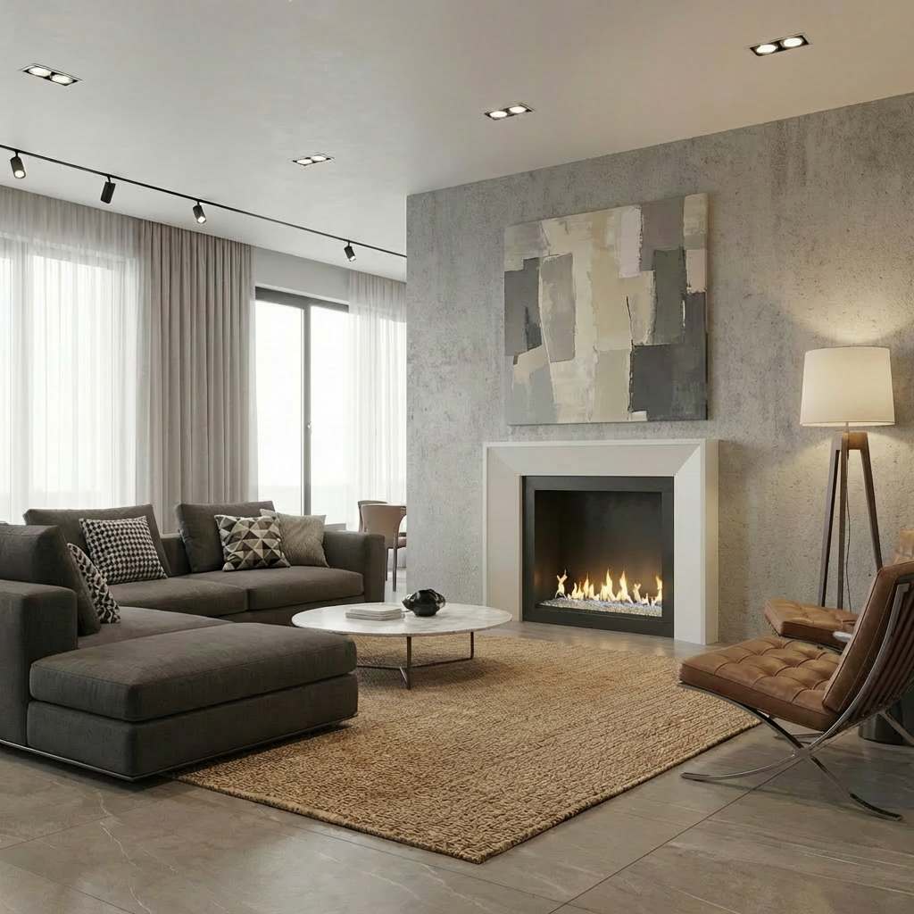 Classic Deal fireplace in Aegean limestone