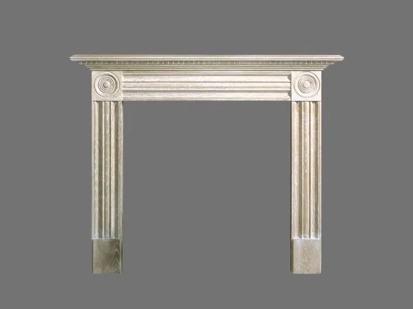 Burns timber fireplace in Oak