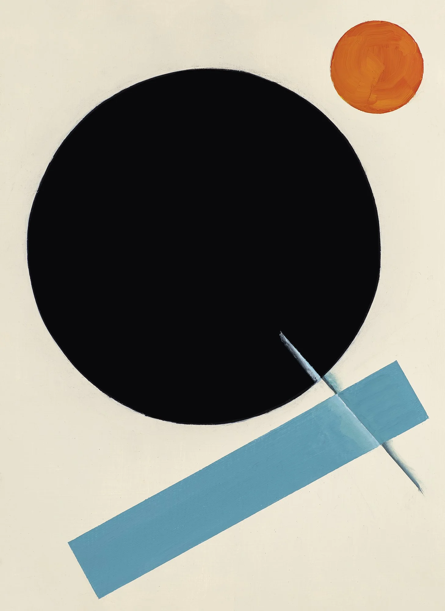 Study No. 1 by Christopher Nicholson is a giclée print of an oil painting featuring black, orange, and teal geometric shapes with a hite background.