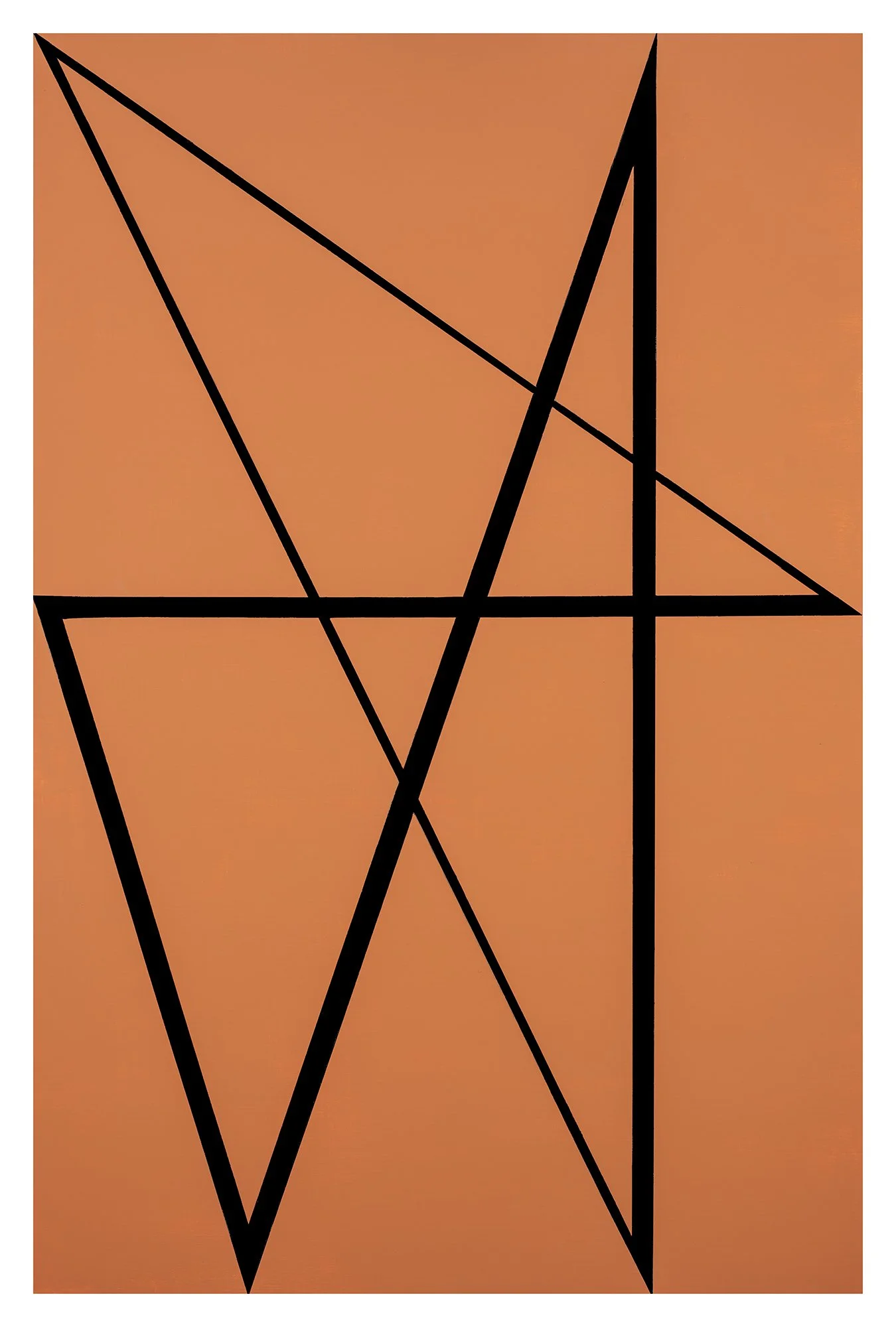 6 Lines In Orange by Christopher Nicholson is a giclée print of an oil painting featuring six black lines on an orange background.