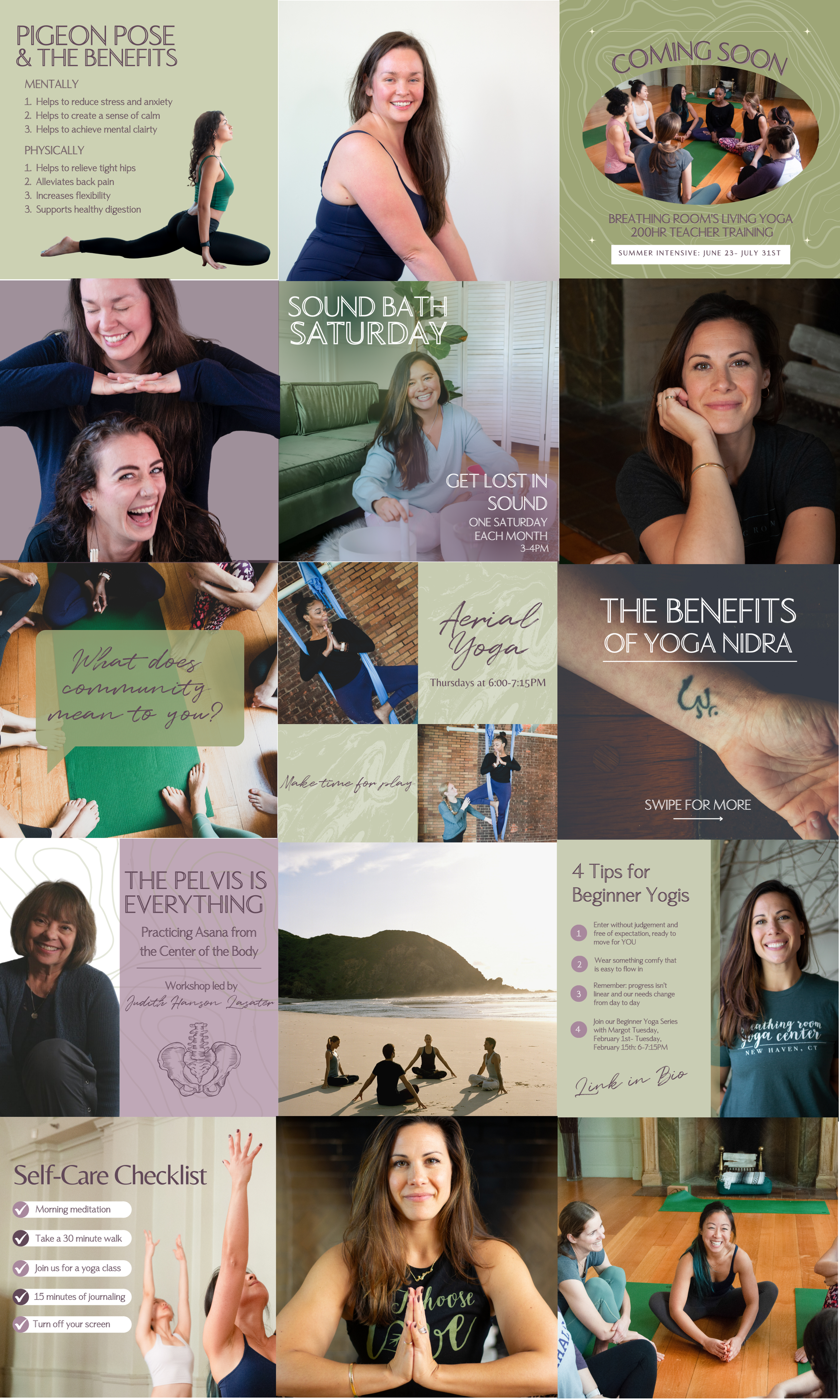 Example of a successful yoga studio instagram feed