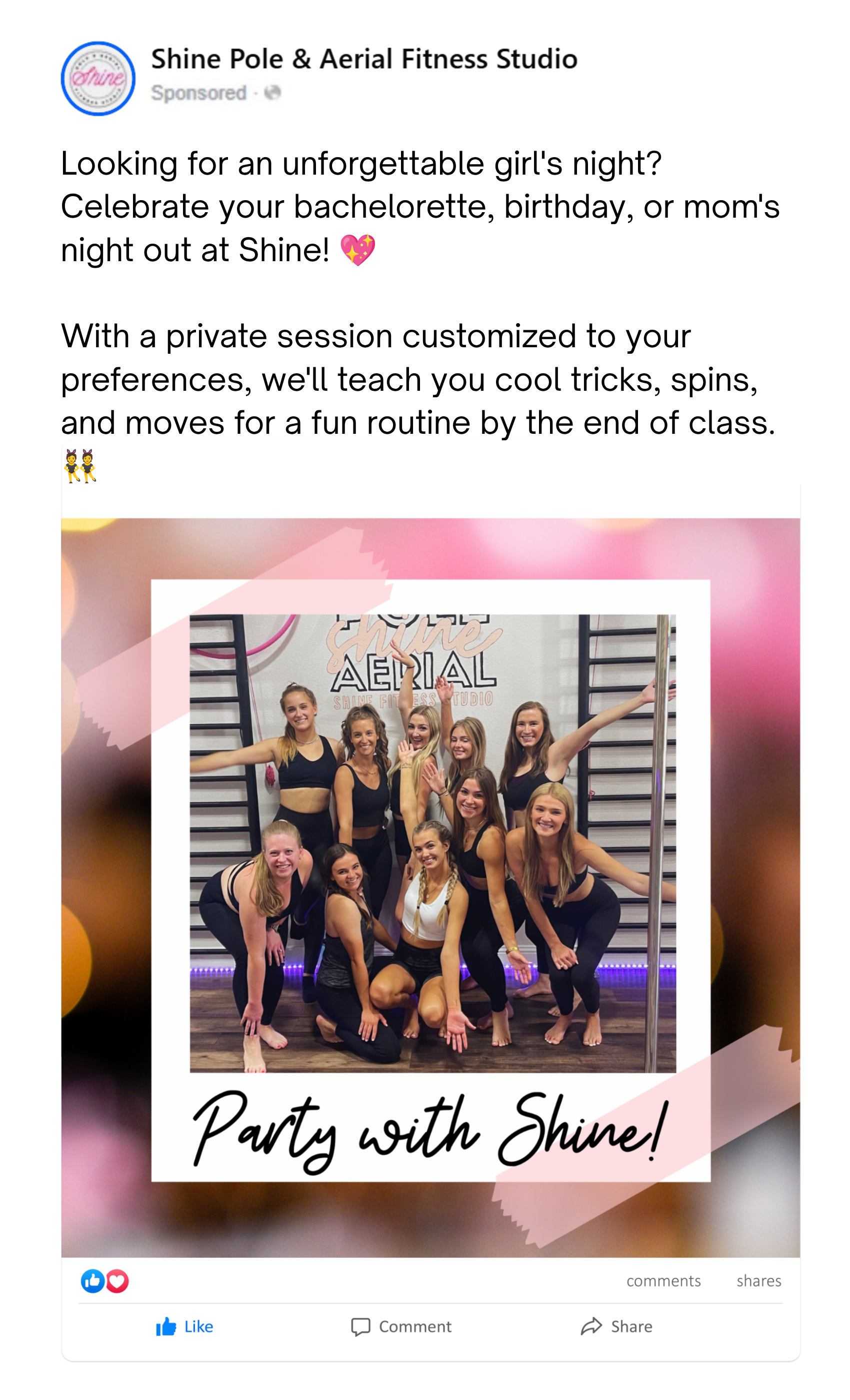 Meta Ads for Shine Pole & Aerial Fitness Studio