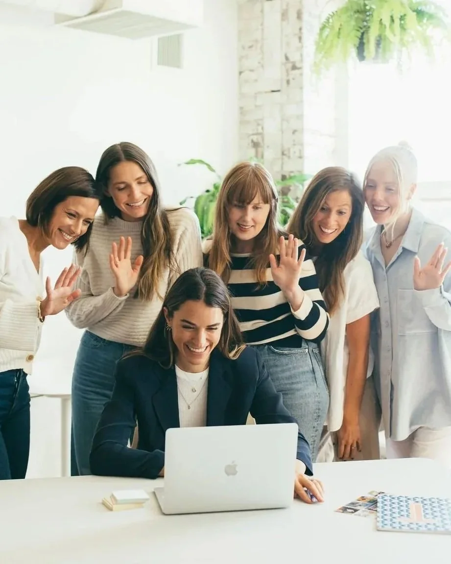 Telomere Consulting Team greeting to the laptop screen during a call with a client