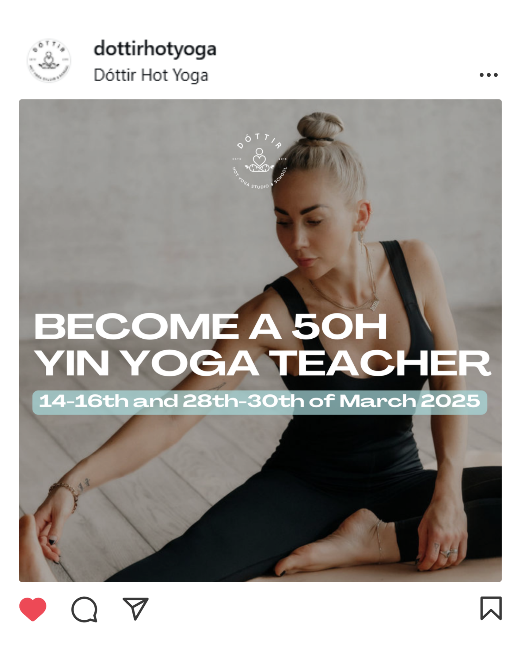 Instagram Ad for Dottir Hot Yoga