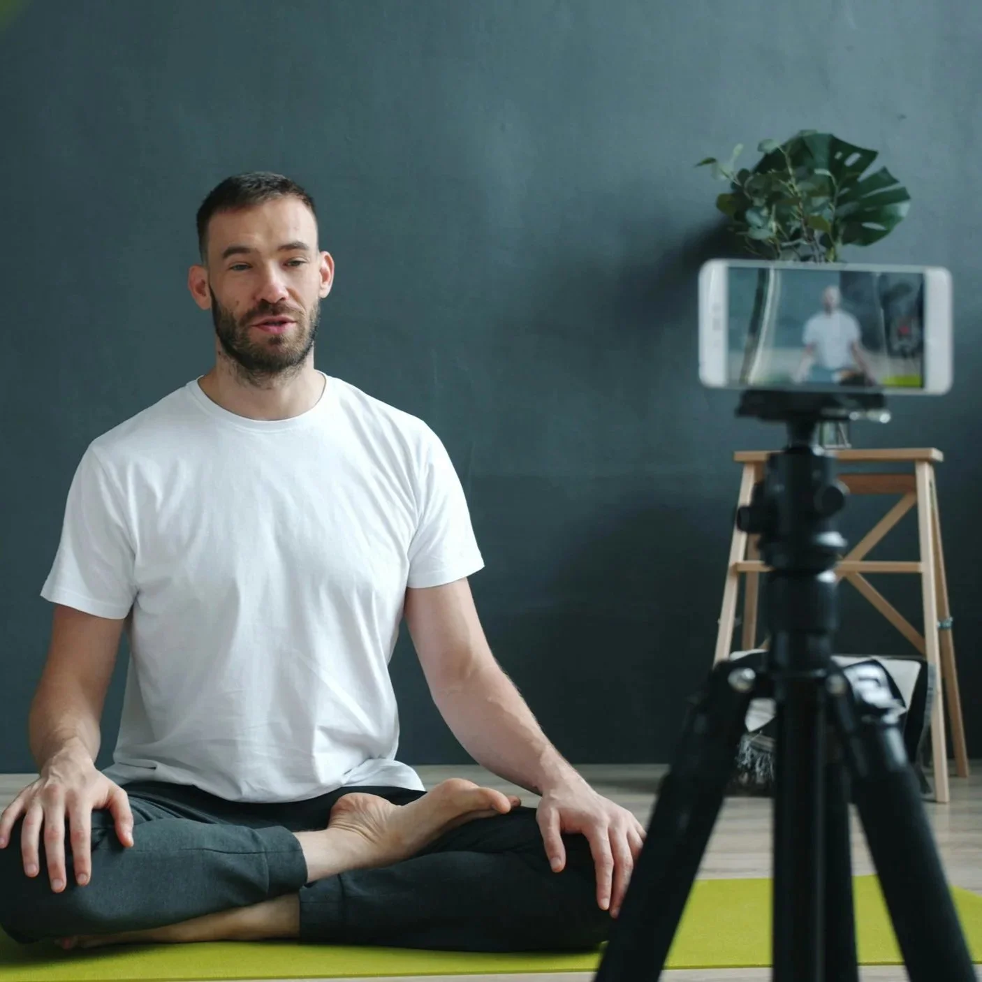 Yogi speaking directly to a camera making an announcement.