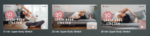 Fitness VOD content organized by class length on Uscreen