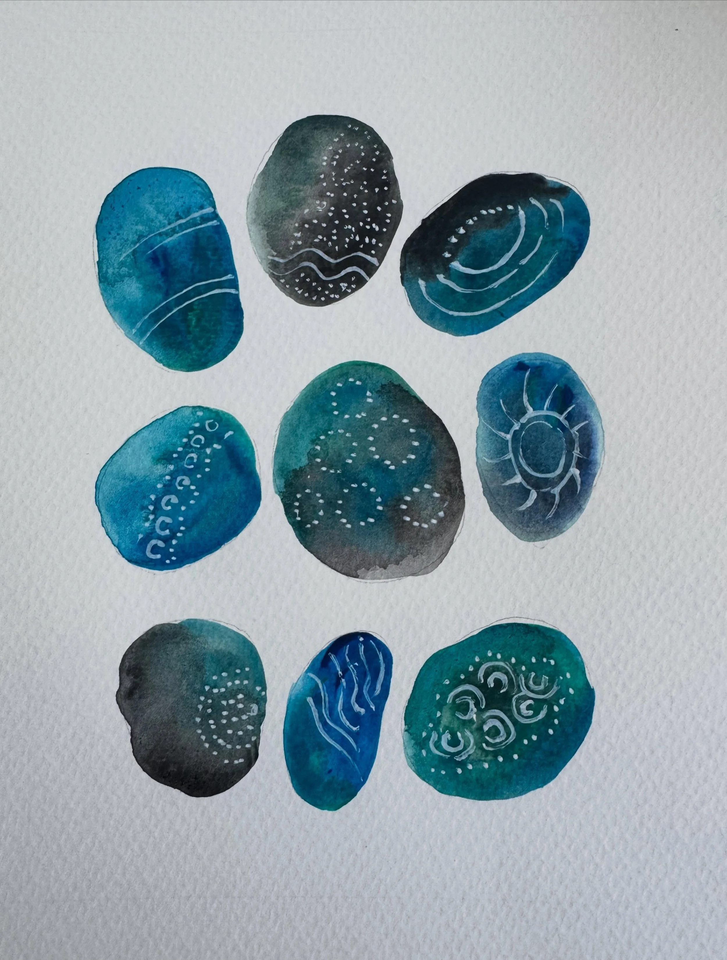 A little project I&rsquo;ve been working on. It&rsquo;s really just an exercise of the hand and heart. Inspired by rocks at the beach and painting them.