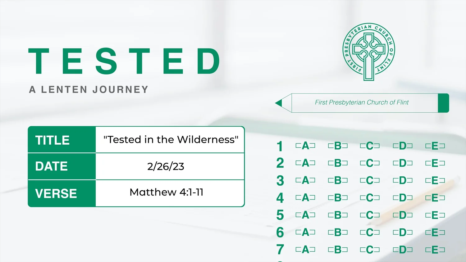 “Tested in the Wilderness” (First Sunday of Lent) episode artwork