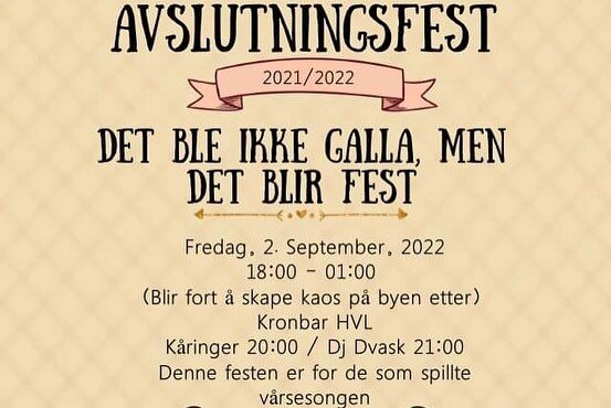 N&aring; p&aring; fredag er den store festen! De f&oslash;rste 100 som kommer p&aring; festen f&aring;r tildelt en bong som kan brukes i baren😍🍻🥂🍹🍸 

I l&oslash;pet kvelden kommer k&aring;ringene for v&aring;r-sesongen🕺🏼 i tillegg til andre bi