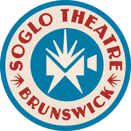 Sogo Theatre Brunswick logo with blue circular background, white starburst and lightning bolt emblem, and red text reading 'Sogo Theatre Brunswick'.