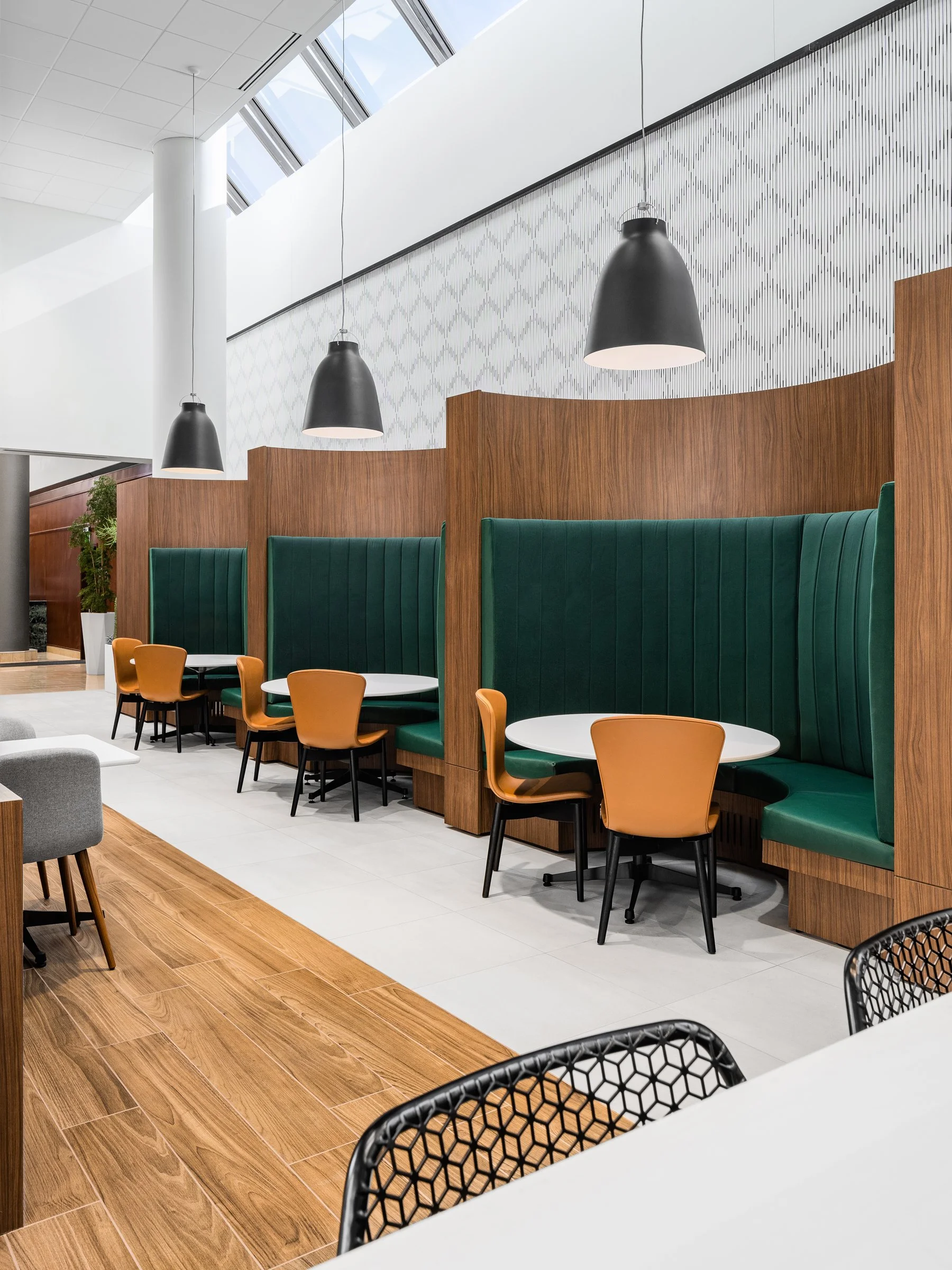 Bemiston Tower office building interior cafe space, Clayton Missouri - architectural photographer St. Louis Missouri