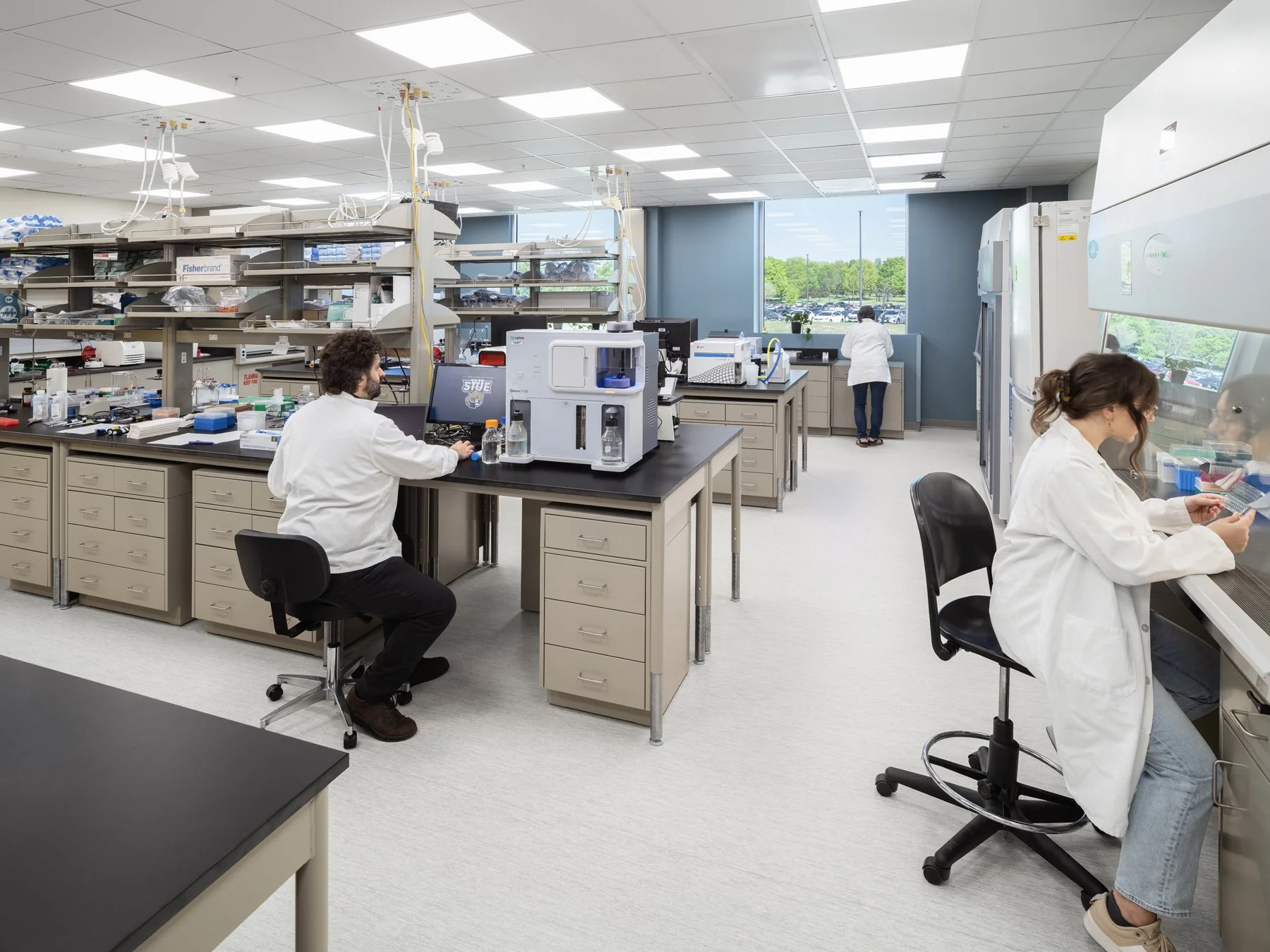 SIUE Health Sciences research lab with analytical instruments and researchers by Christner, Edwardsville Illinois - architectural photographer St. Louis